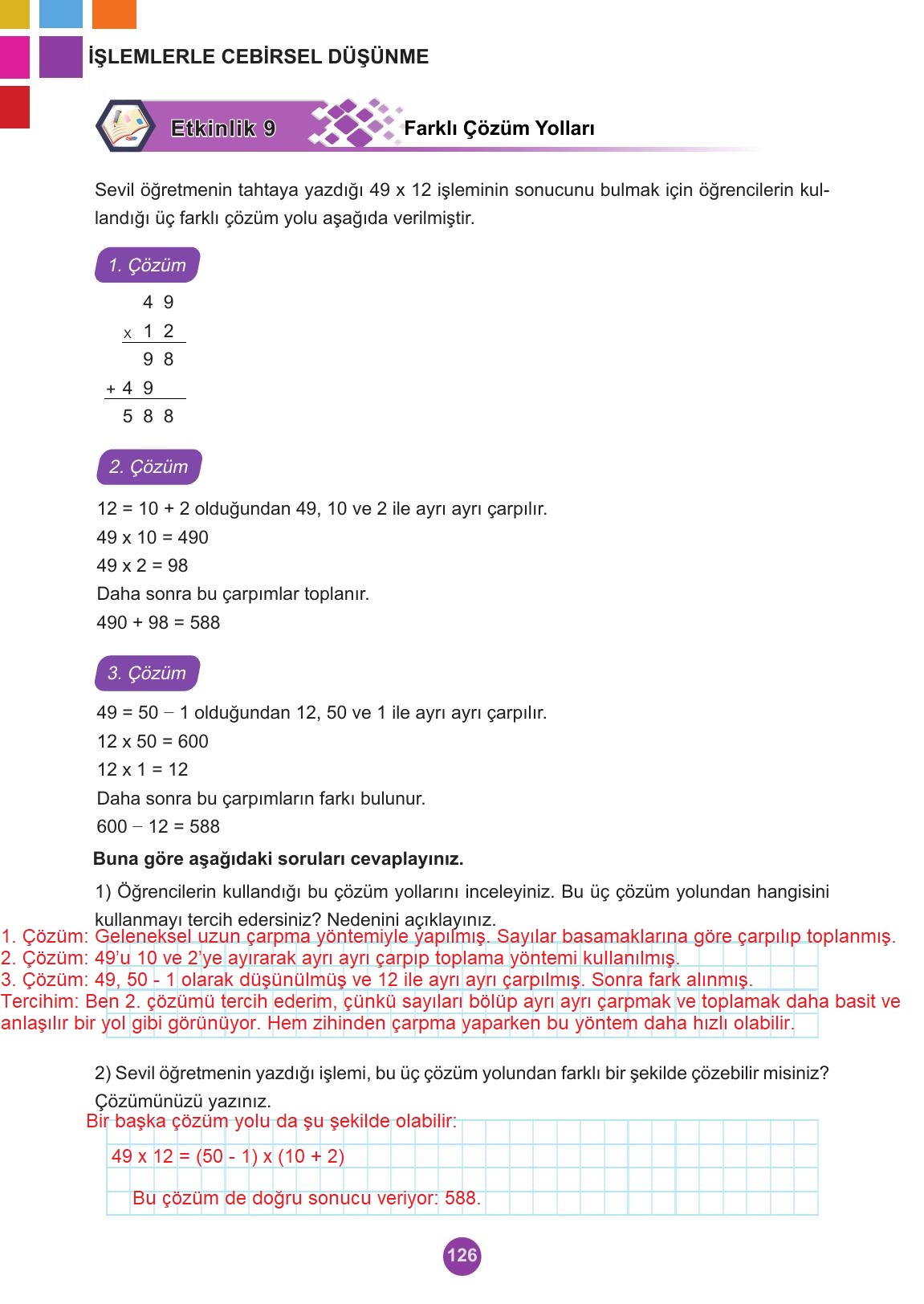 5. Sınıf Meb Yayınları 2. Kitap Matematik Ders Kitabı Sayfa 126 Cevapları