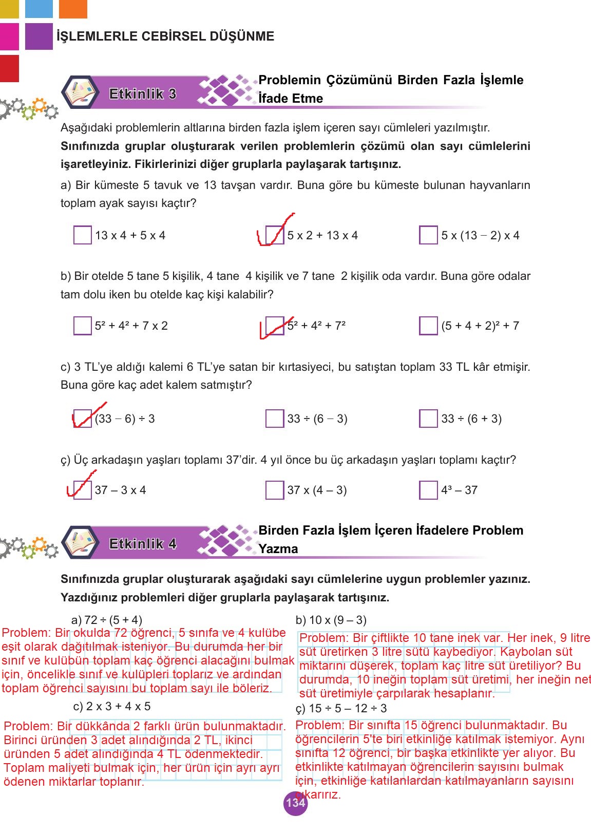 5. Sınıf Meb Yayınları 2. Kitap Matematik Ders Kitabı Sayfa 134 Cevapları
