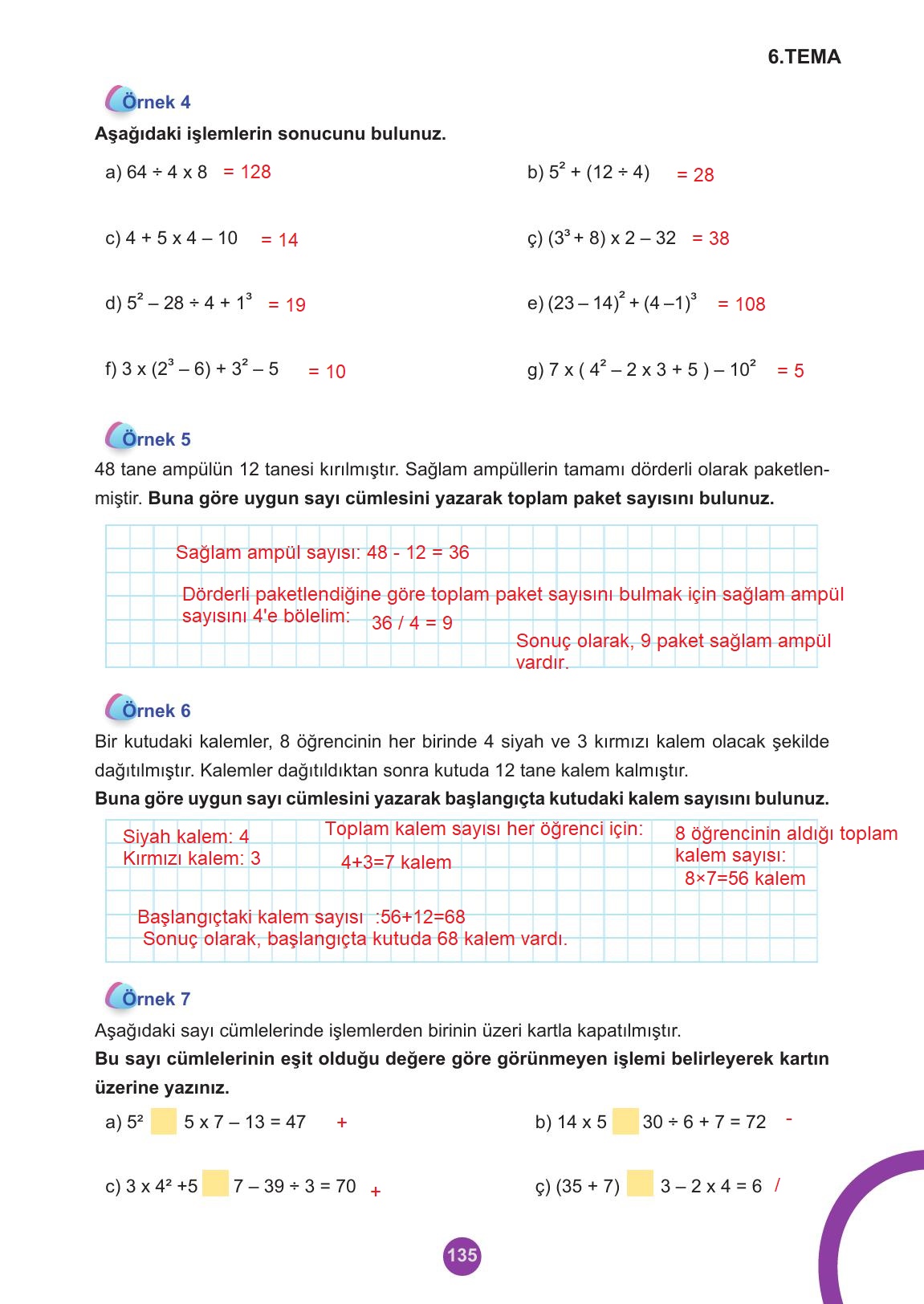 5. Sınıf Meb Yayınları 2. Kitap Matematik Ders Kitabı Sayfa 135 Cevapları