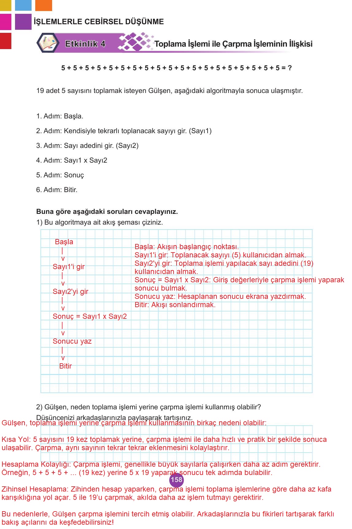 5. Sınıf Meb Yayınları 2. Kitap Matematik Ders Kitabı Sayfa 158 Cevapları