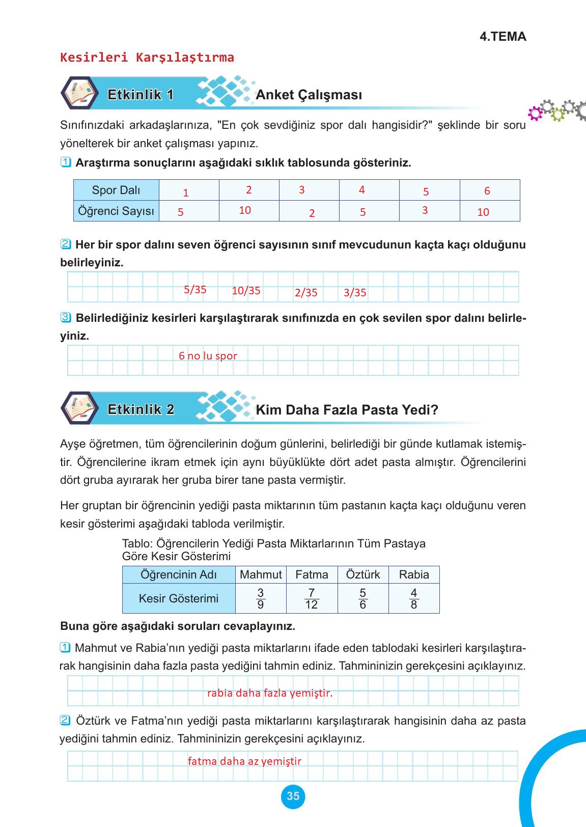 5. Sınıf Meb Yayınları 2. Kitap Matematik Ders Kitabı Sayfa 35 Cevapları