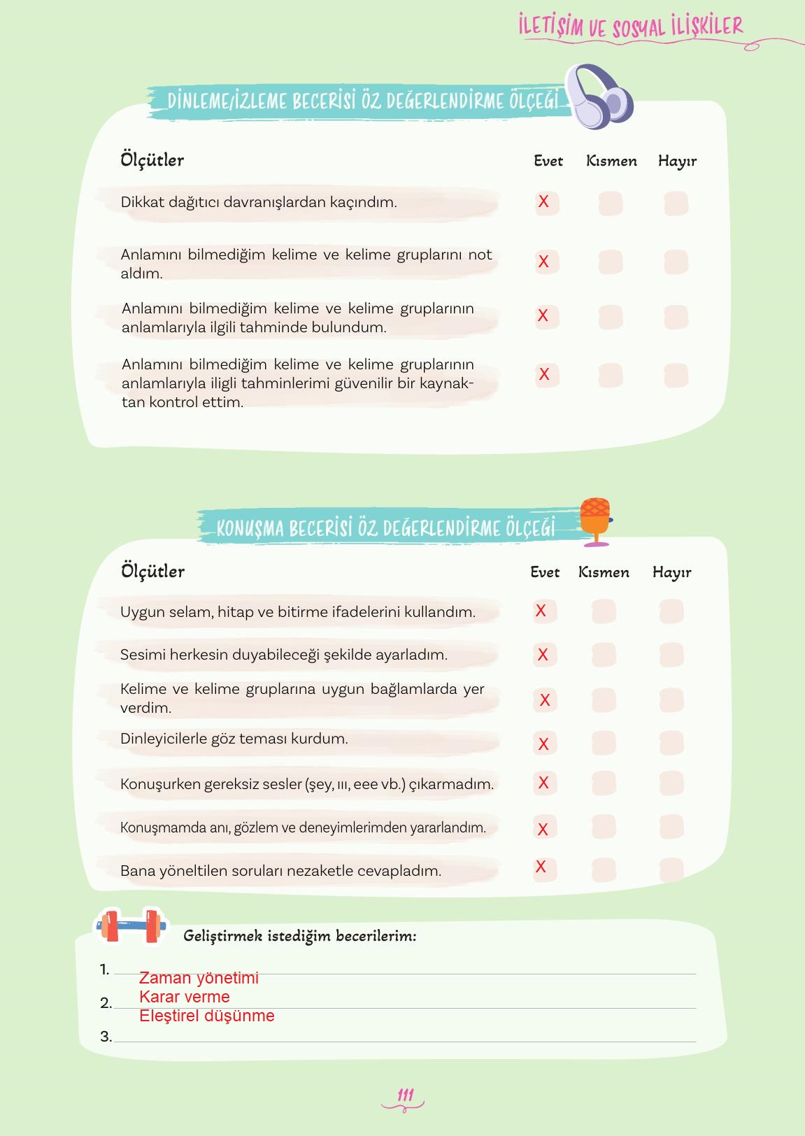 5. Sınıf Meb Yayınları 2. Kitap Türkçe Ders Kitabı Sayfa 111 Cevapları