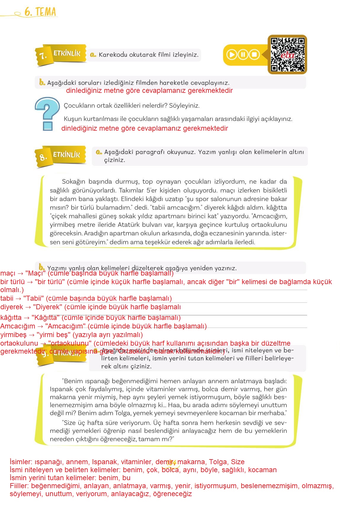 5. Sınıf Meb Yayınları 2. Kitap Türkçe Ders Kitabı Sayfa 134 Cevapları