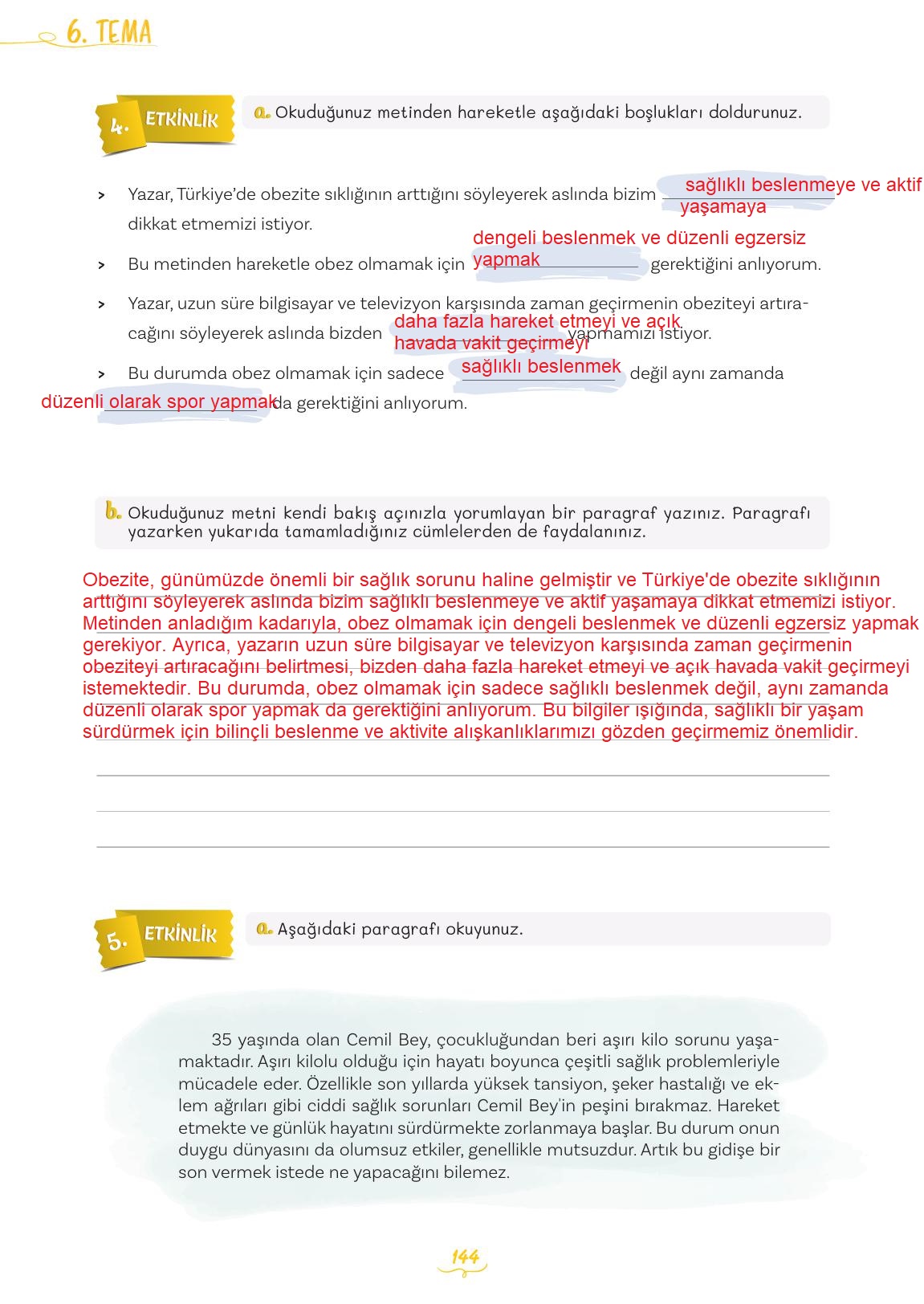 5. Sınıf Meb Yayınları 2. Kitap Türkçe Ders Kitabı Sayfa 144 Cevapları