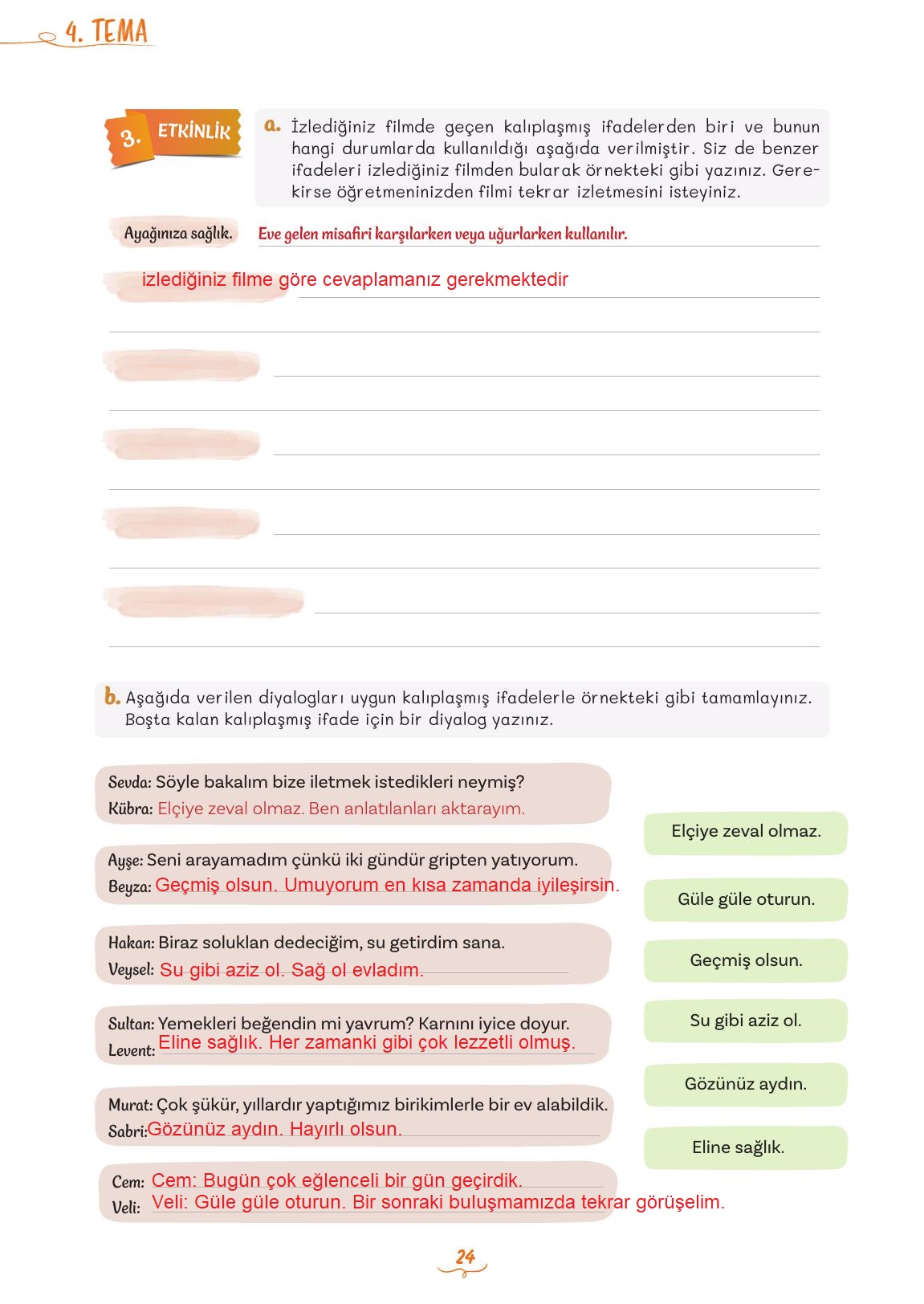 5. Sınıf Meb Yayınları 2. Kitap Türkçe Ders Kitabı Sayfa 24 Cevapları