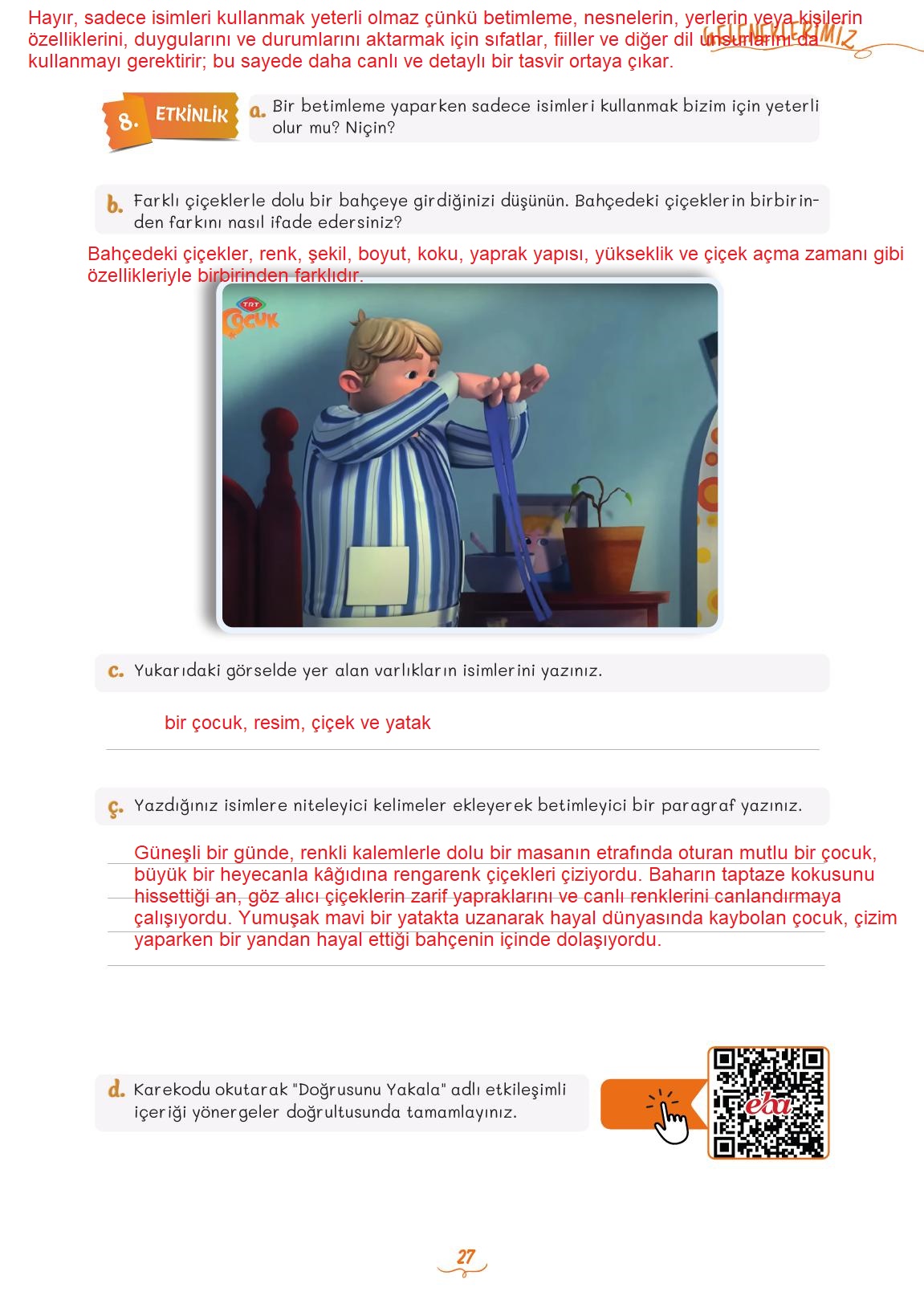 5. Sınıf Meb Yayınları 2. Kitap Türkçe Ders Kitabı Sayfa 27 Cevapları