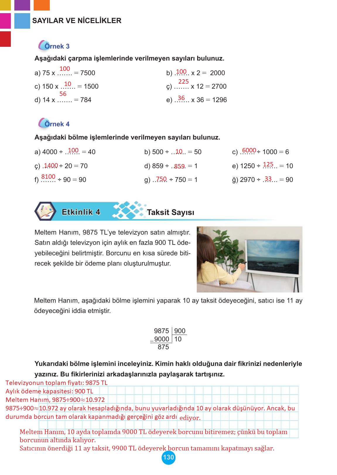 5. Sınıf Meb Yayınları Matematik Ders Kitabı Sayfa 130 Cevapları 5. Sınıf Meb Yayınları Matematik Ders Kitabı Sayfa 130 Cevapları