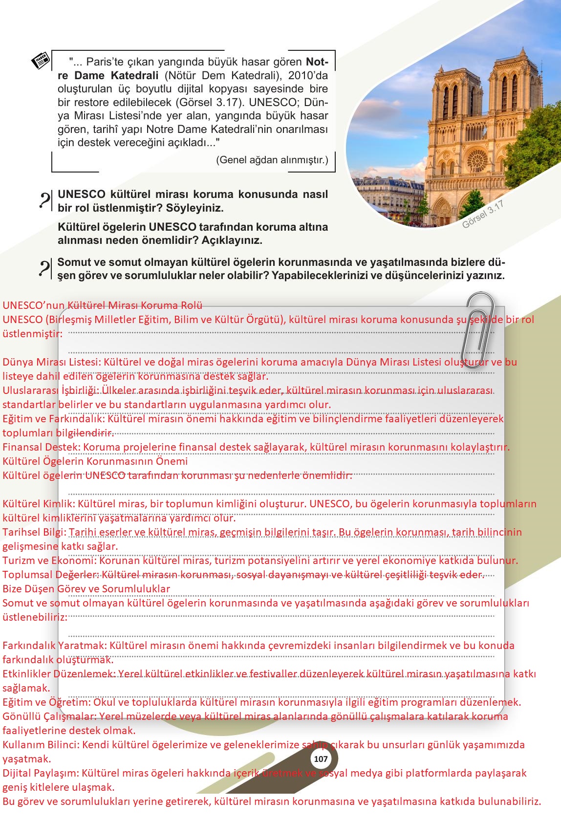 5. Sınıf Meb Yayınları Sosyal Bilgiler Ders Kitabı Sayfa 107 Cevapları