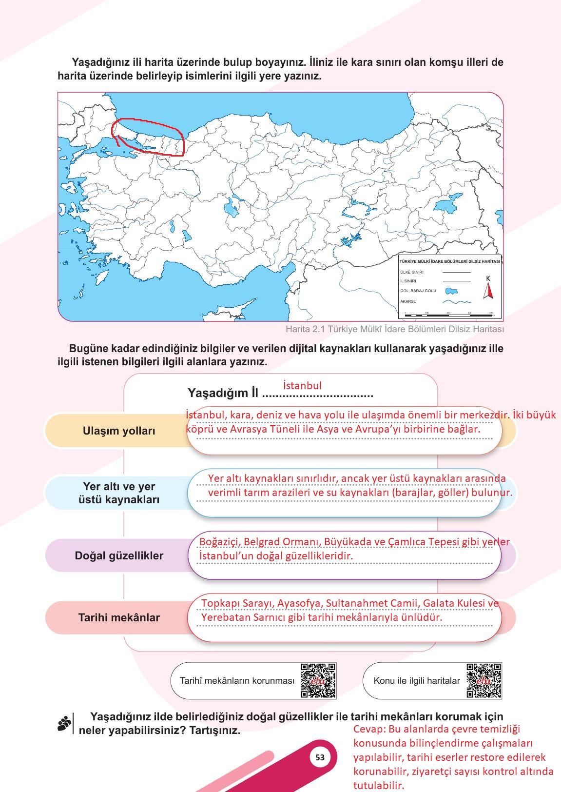 5. Sınıf Meb Yayınları Sosyal Bilgiler Ders Kitabı Sayfa 53 Cevapları