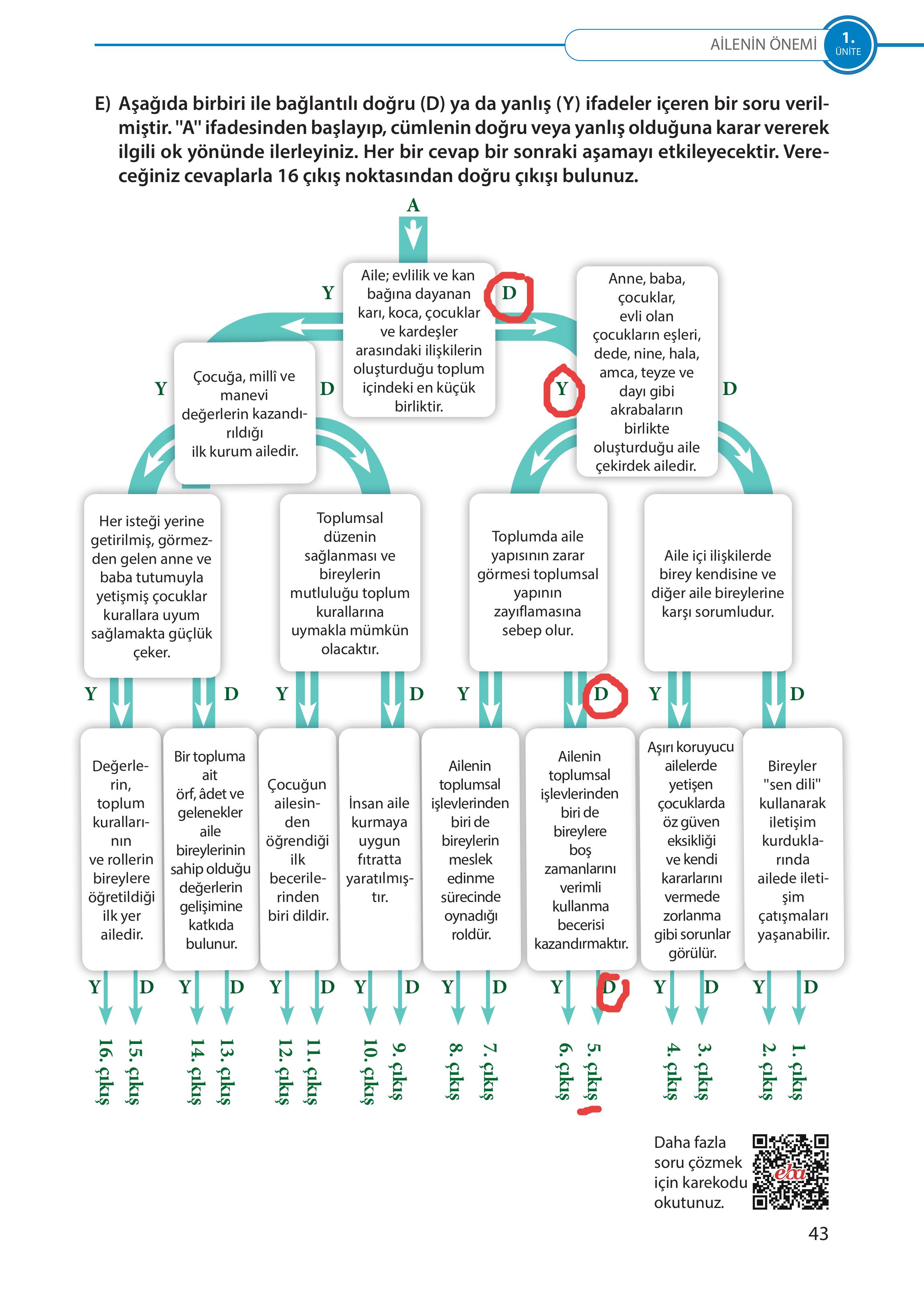 5. Sınıf Meb Yayınları Türk Sosyal Hayatında Aile Ders Kitabı Sayfa 43 Cevapları
