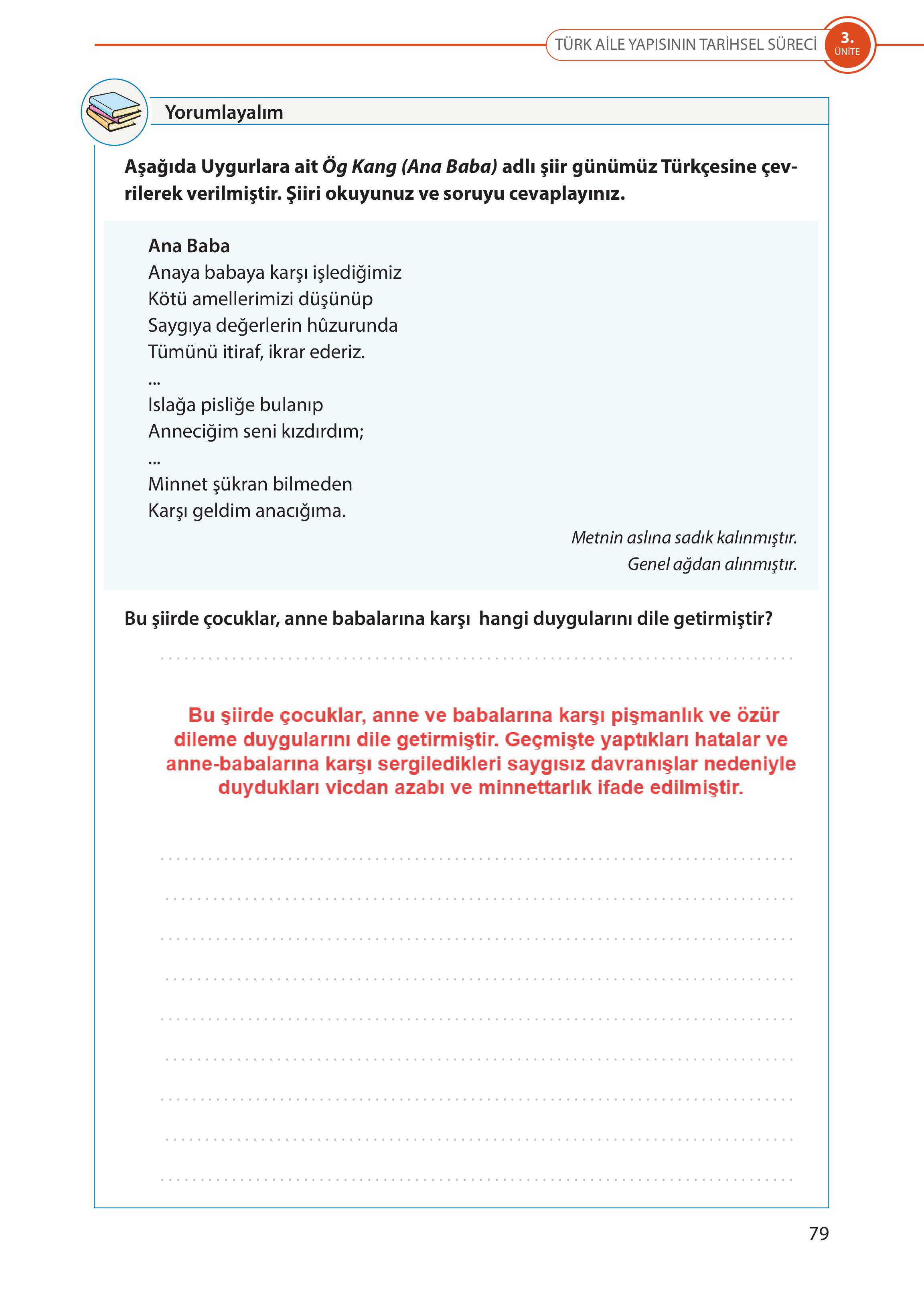 5. Sınıf Meb Yayınları Türk Sosyal Hayatında Aile Ders Kitabı Sayfa 79 Cevapları 5. Sınıf Meb Yayınları Türk Sosyal Hayatında Aile Ders Kitabı Sayfa 79 Cevapları