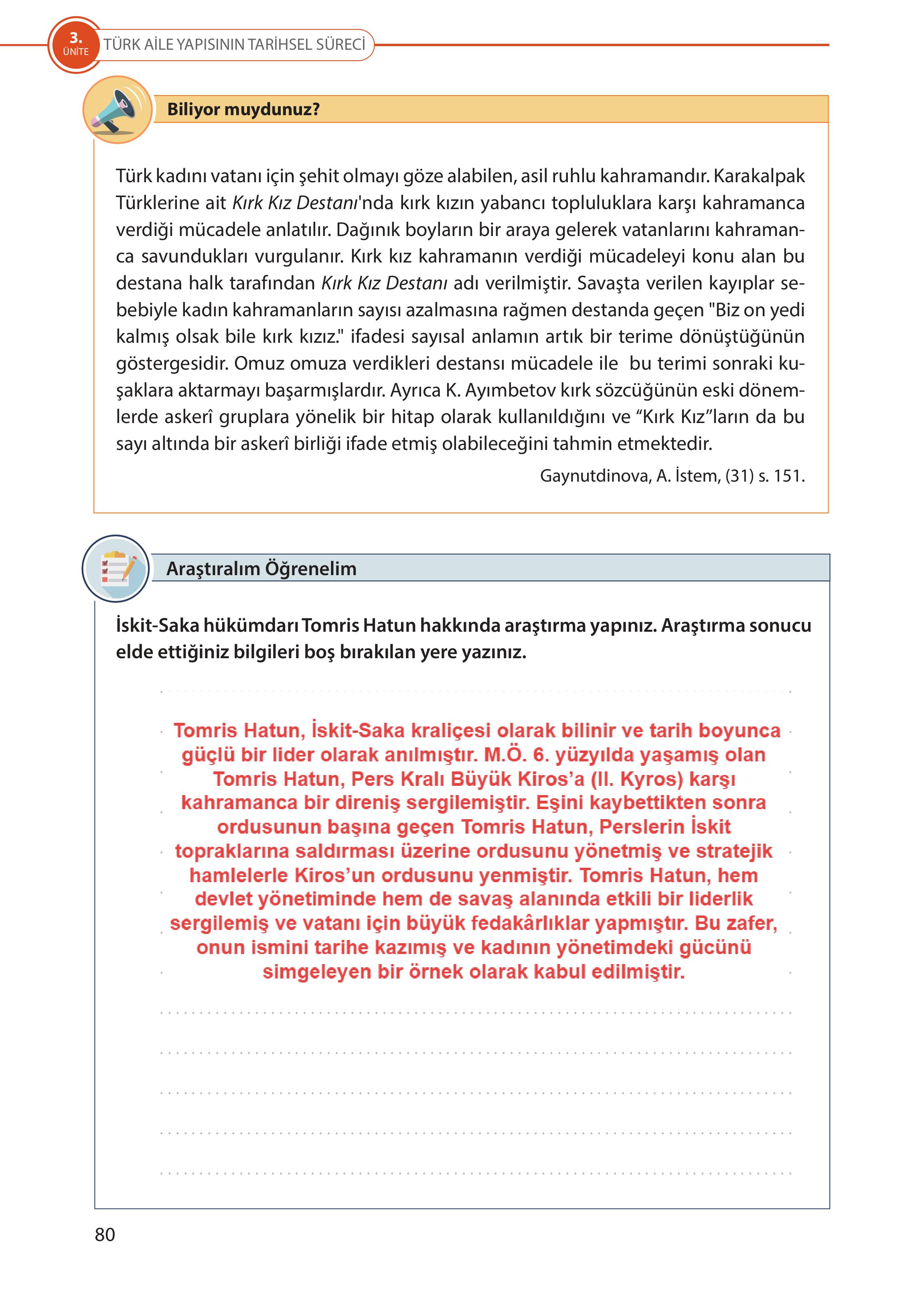 5. Sınıf Meb Yayınları Türk Sosyal Hayatında Aile Ders Kitabı Sayfa 80 Cevapları 5. Sınıf Meb Yayınları Türk Sosyal Hayatında Aile Ders Kitabı Sayfa 80 Cevapları