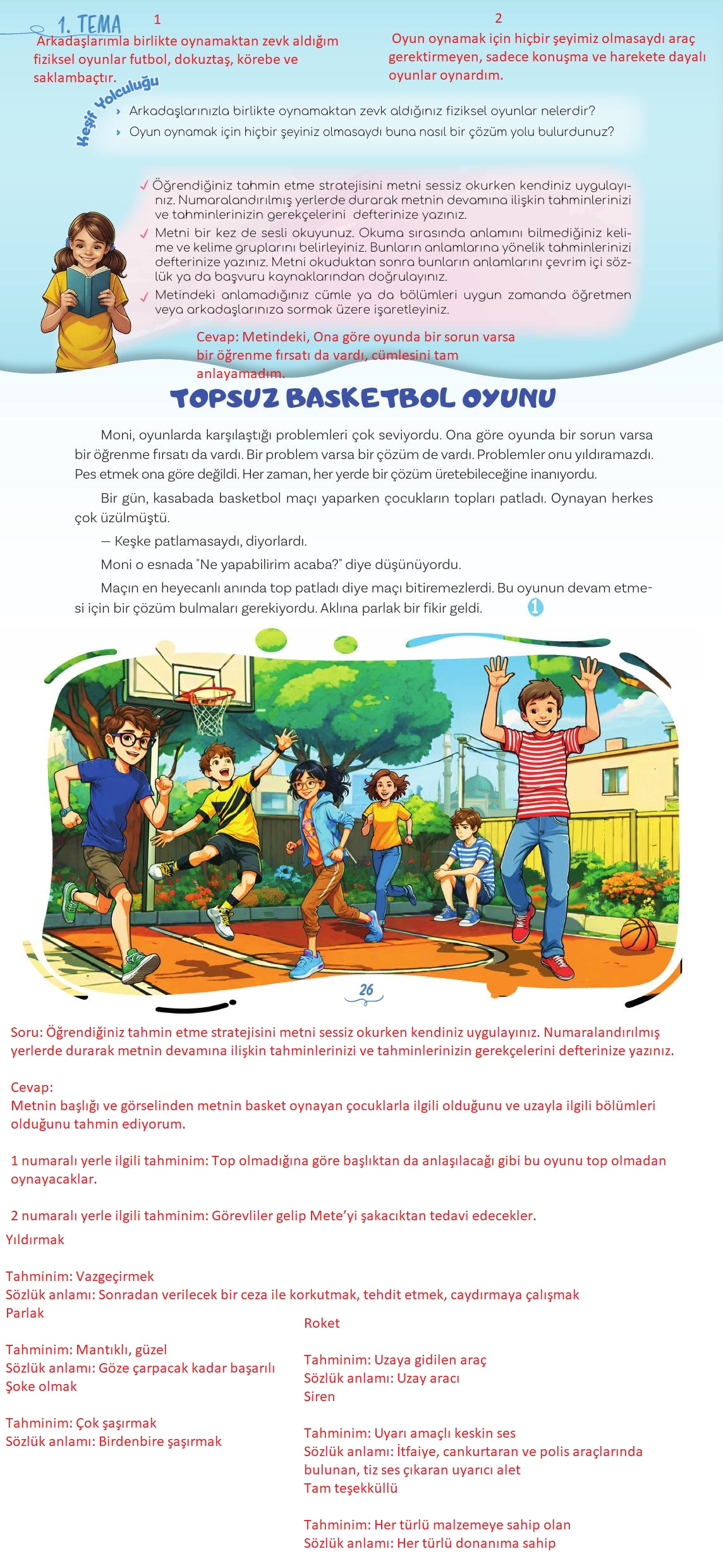 5. Sınıf Meb Yayınları Türkçe Ders Kitabı Sayfa 26 Cevapları