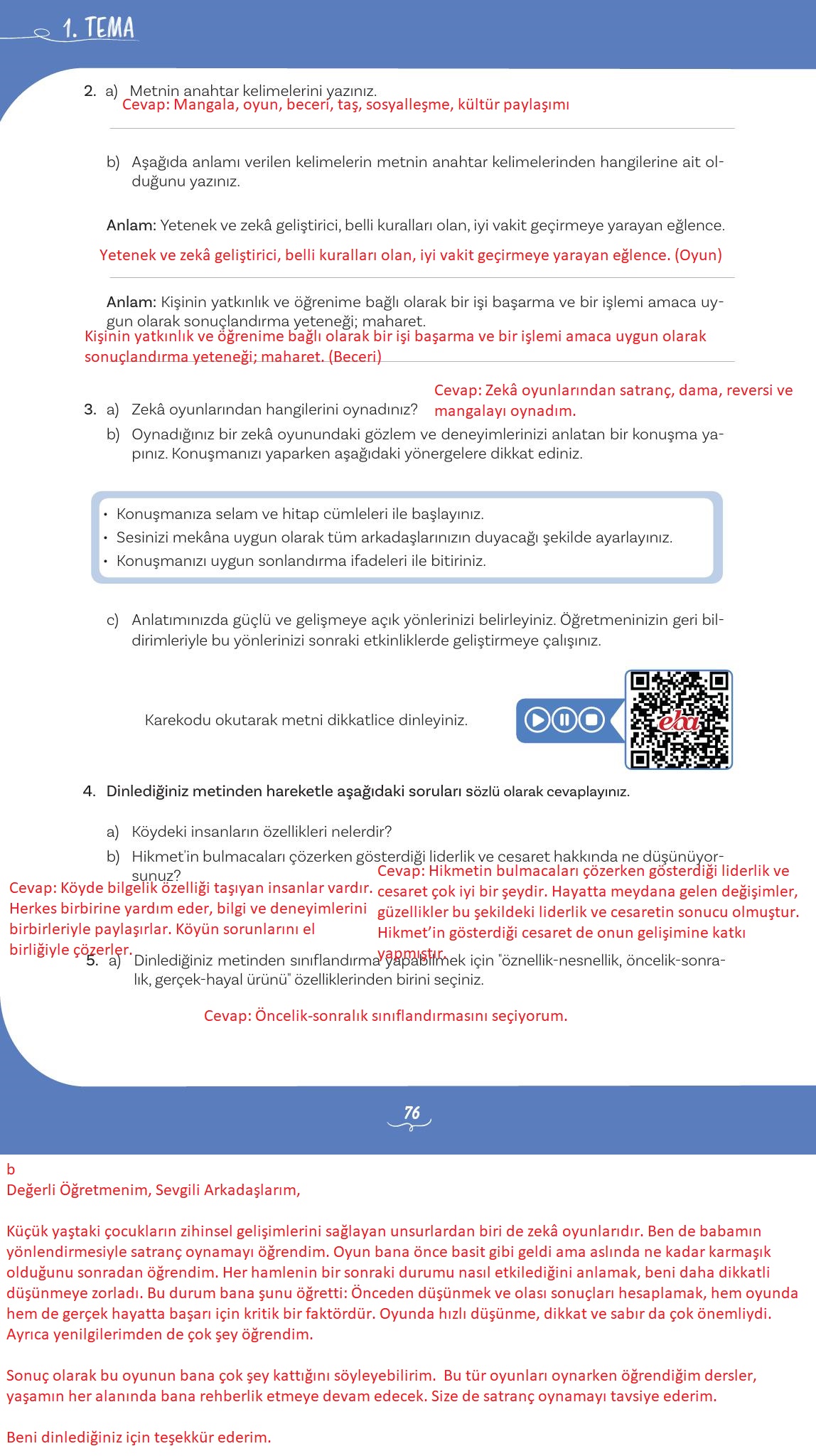 5. Sınıf Meb Yayınları Türkçe Ders Kitabı Sayfa 76 Cevapları 5. Sınıf Meb Yayınları Türkçe Ders Kitabı Sayfa 76 Cevapları