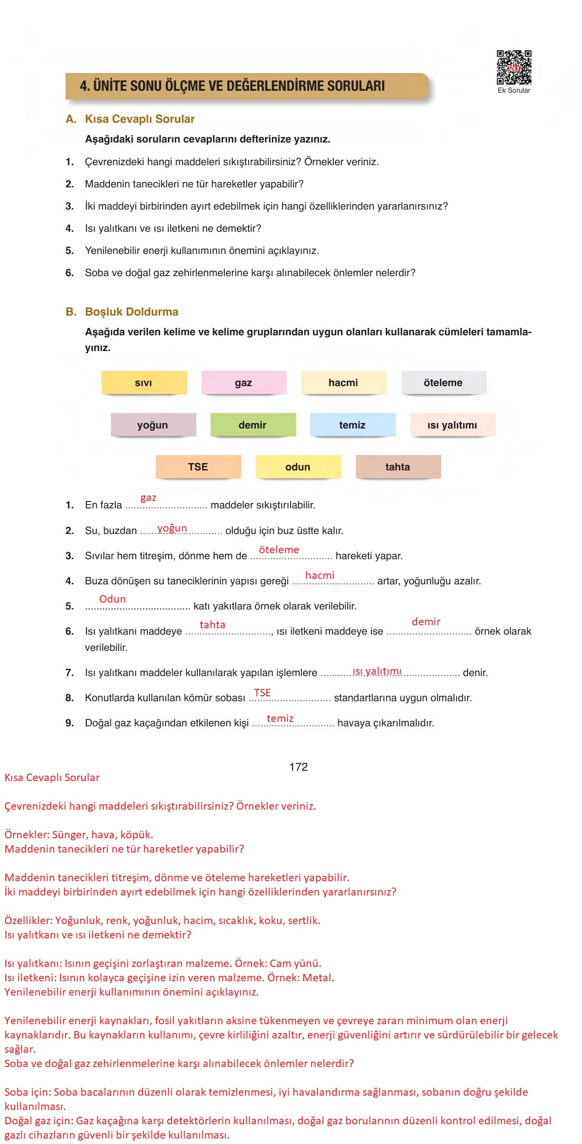 6. Sınıf Gün Yayıncılık Fen Bilimleri Ders Kitabı Sayfa 172 Cevapları