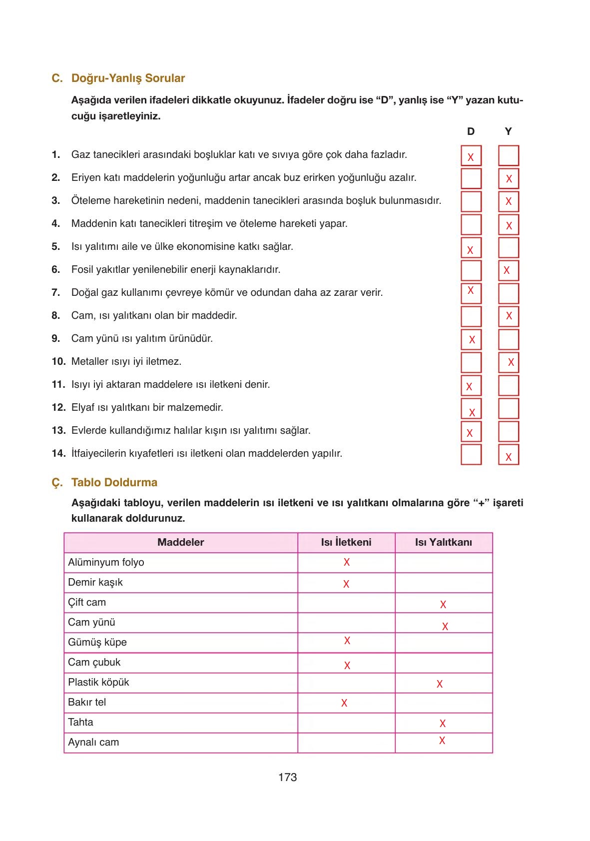 6. Sınıf Gün Yayıncılık Fen Bilimleri Ders Kitabı Sayfa 173 Cevapları