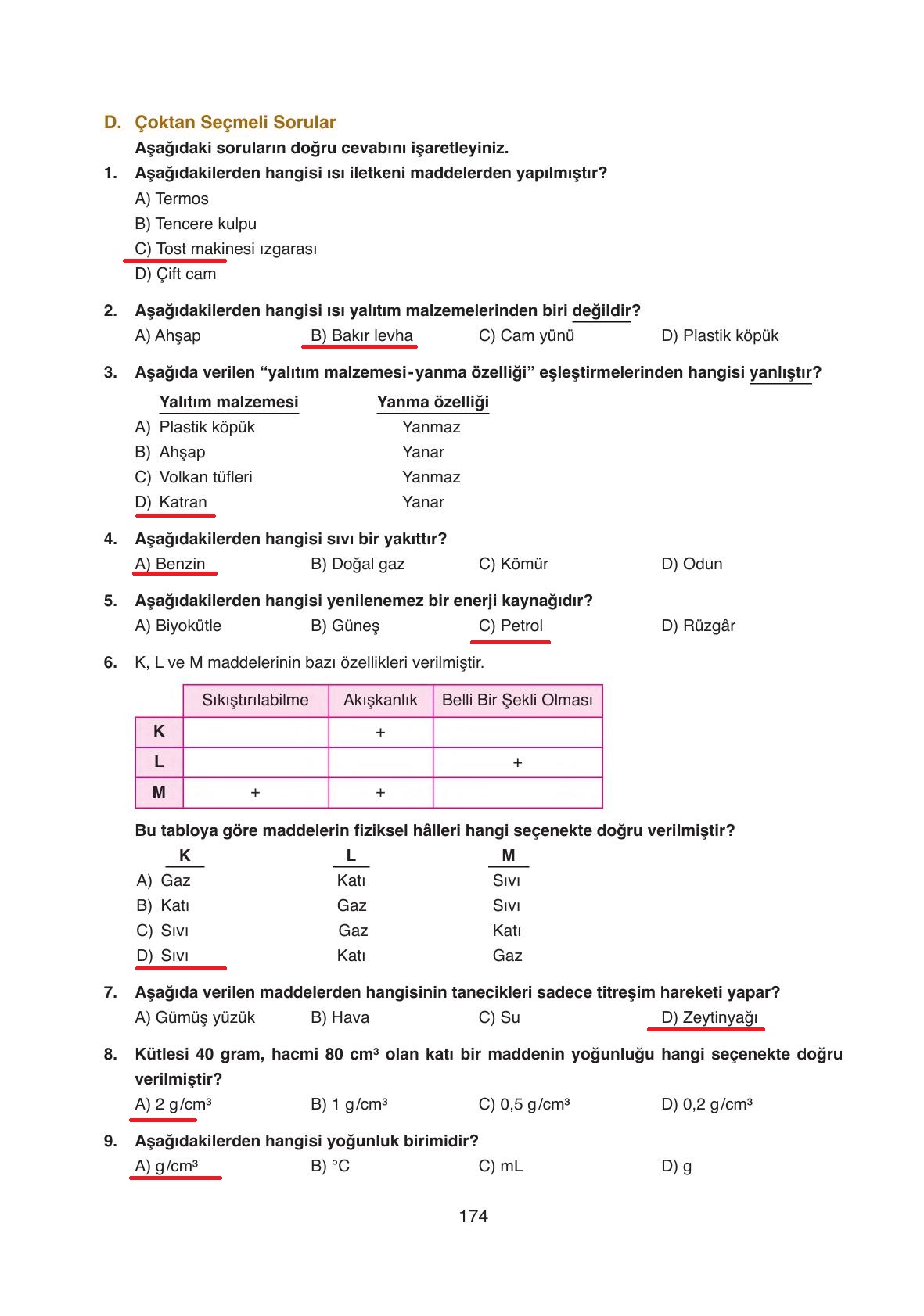 6. Sınıf Gün Yayıncılık Fen Bilimleri Ders Kitabı Sayfa 174 Cevapları