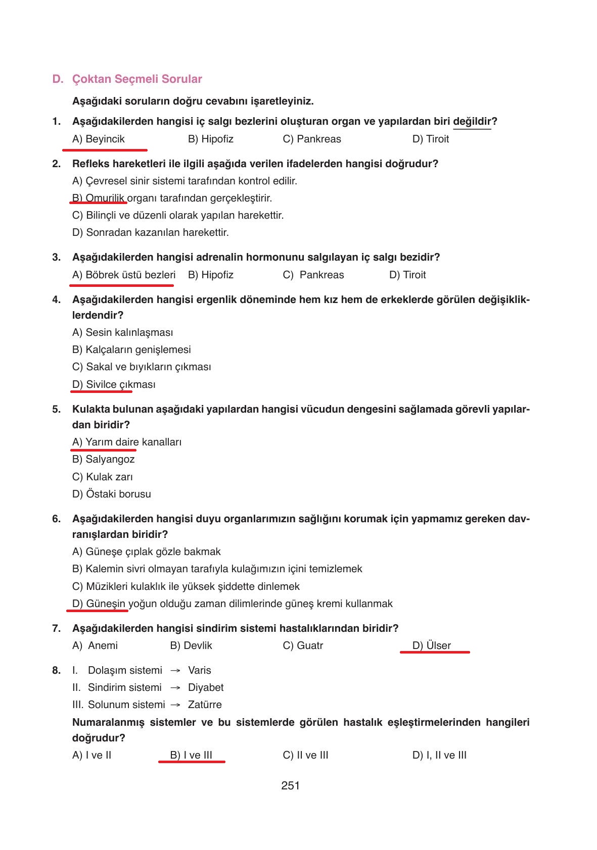 6. Sınıf Gün Yayıncılık Fen Bilimleri Ders Kitabı Sayfa 251 Cevapları