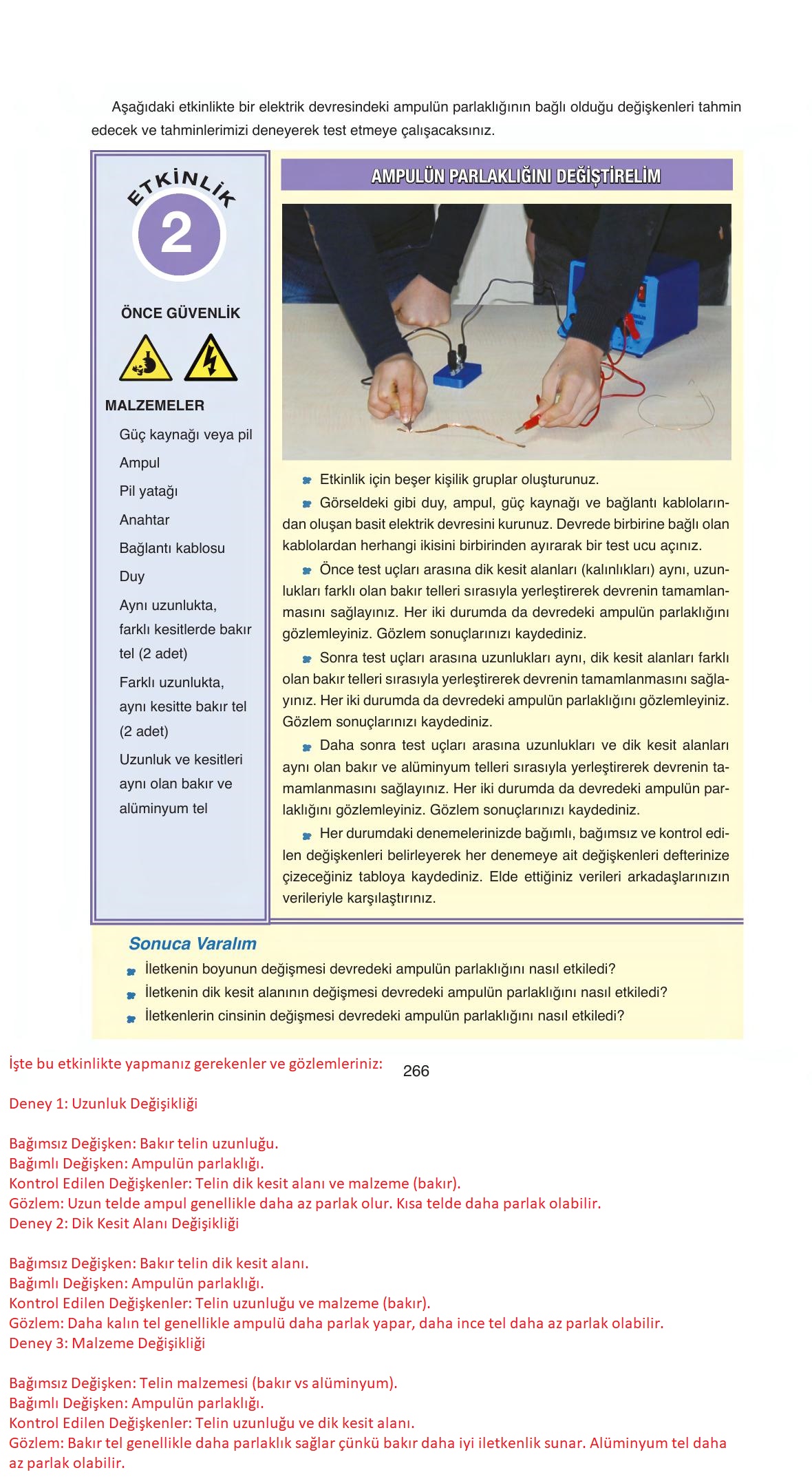 6. Sınıf Gün Yayıncılık Fen Bilimleri Ders Kitabı Sayfa 266 Cevapları