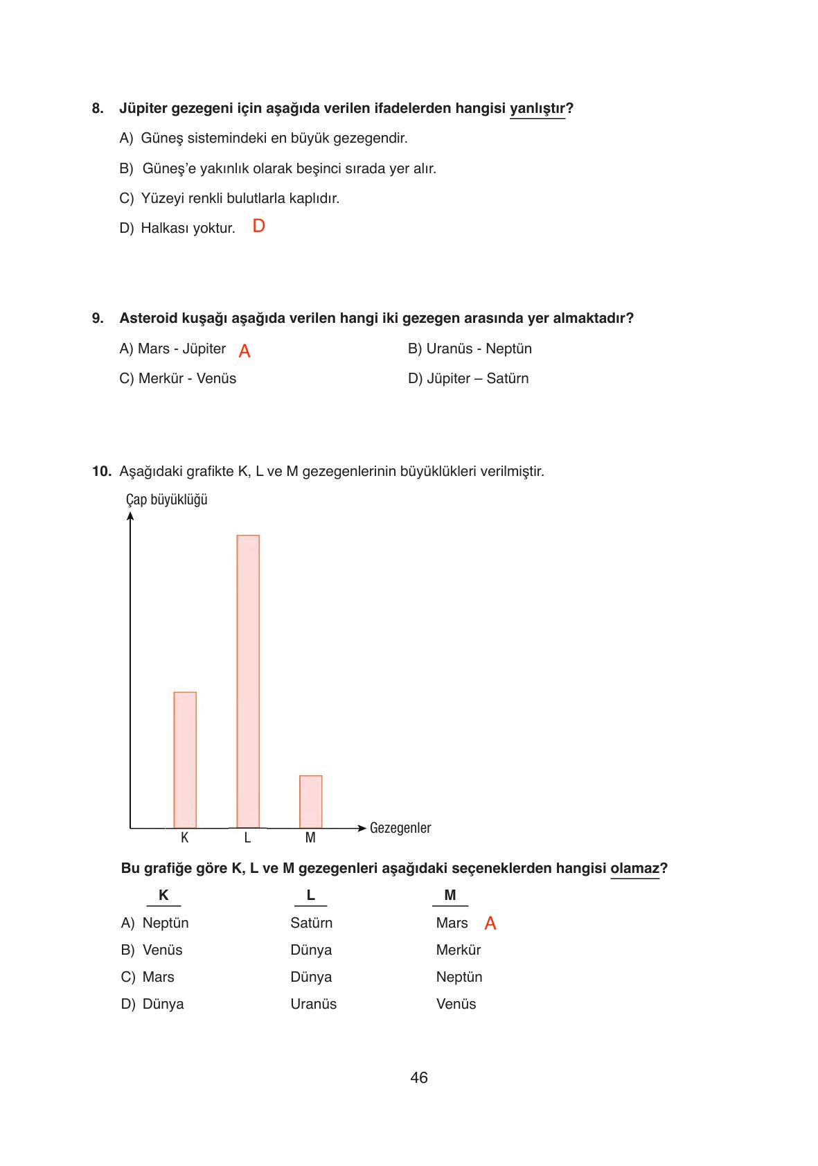 6. Sınıf Gün Yayıncılık Fen Bilimleri Ders Kitabı Sayfa 46 Cevapları