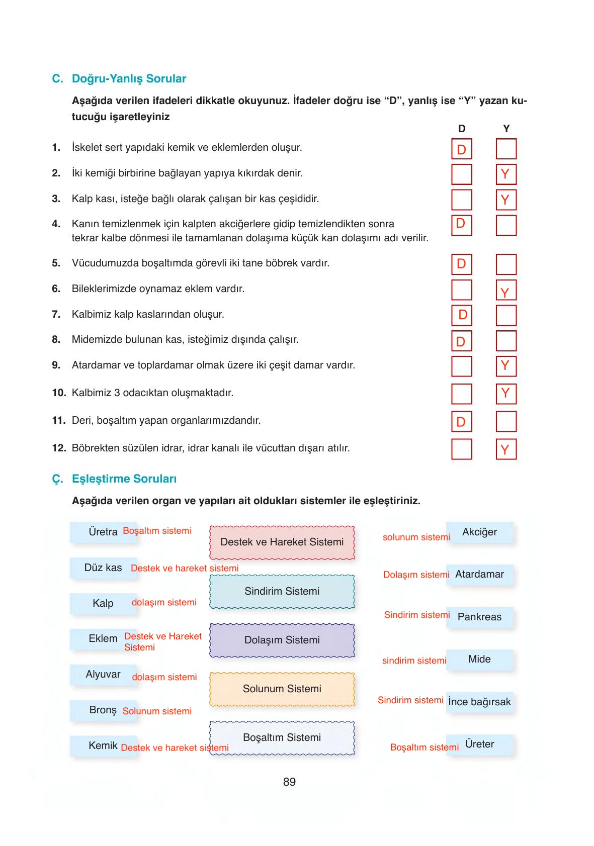 6. Sınıf Gün Yayıncılık Fen Bilimleri Ders Kitabı Sayfa 89 Cevapları