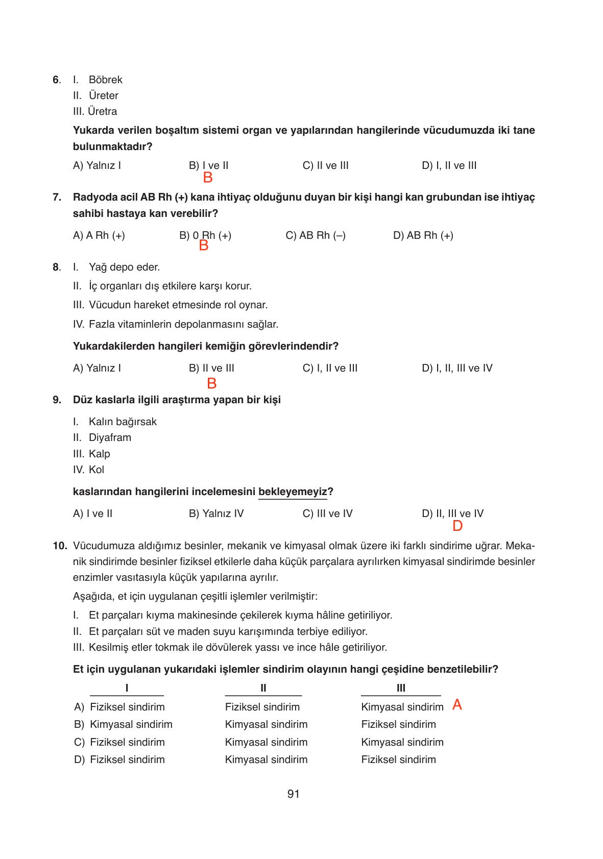 6. Sınıf Gün Yayıncılık Fen Bilimleri Ders Kitabı Sayfa 91 Cevapları