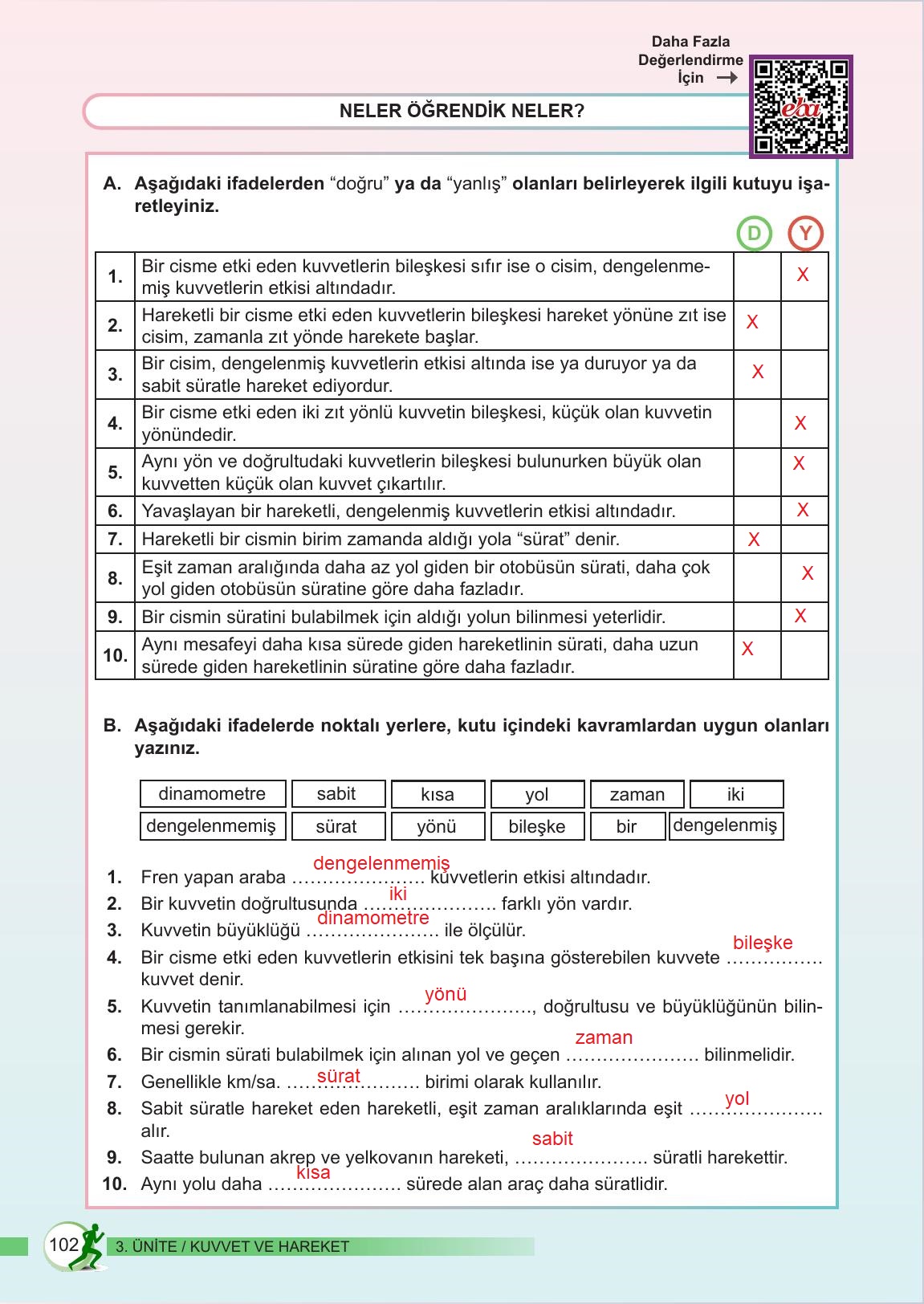 6. Sınıf Meb Yayınları Fen Bilimleri Ders Kitabı Sayfa 102 Cevapları