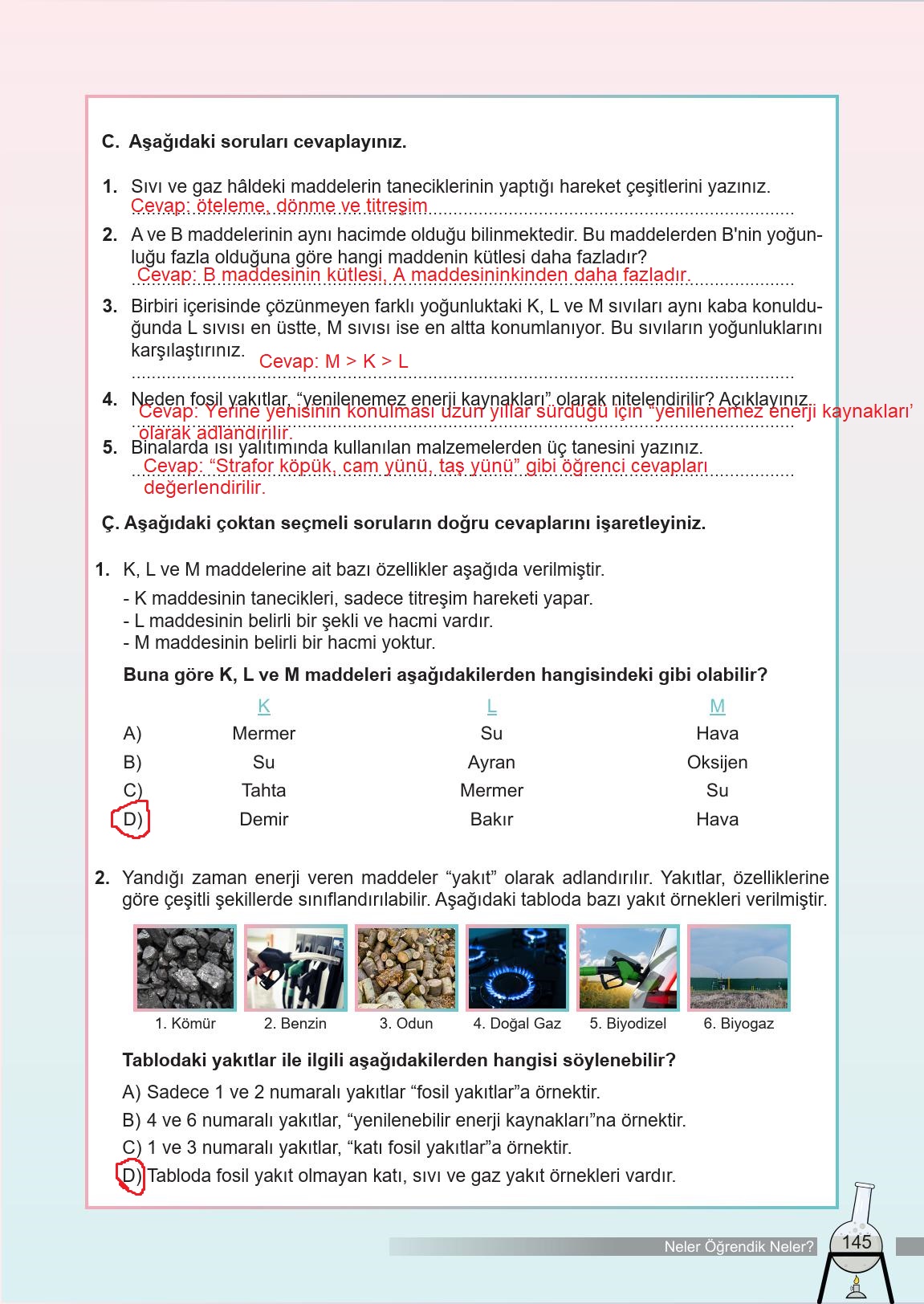 6. Sınıf Meb Yayınları Fen Bilimleri Ders Kitabı Sayfa 145 Cevapları