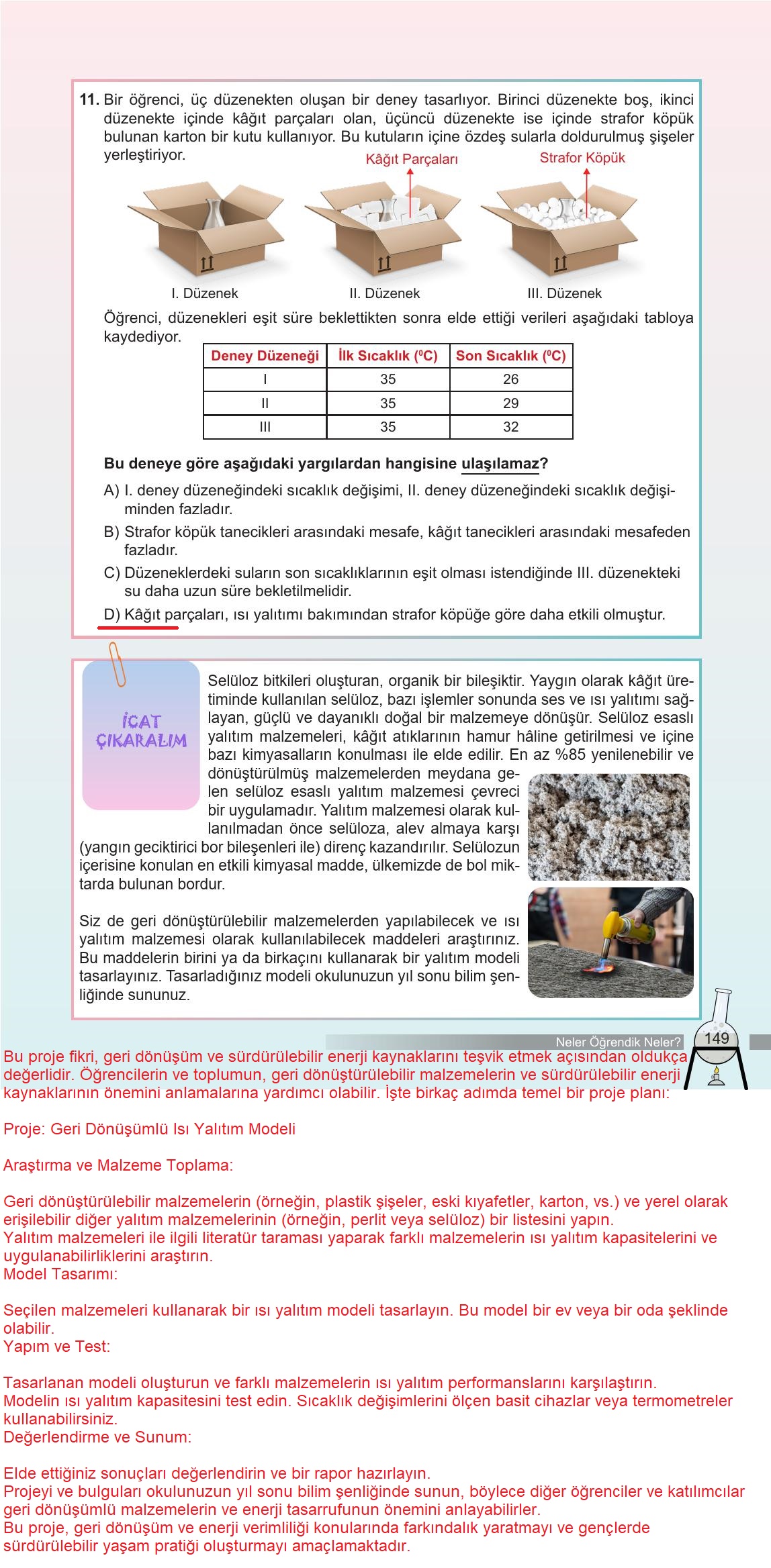 6. Sınıf Meb Yayınları Fen Bilimleri Ders Kitabı Sayfa 149 Cevapları