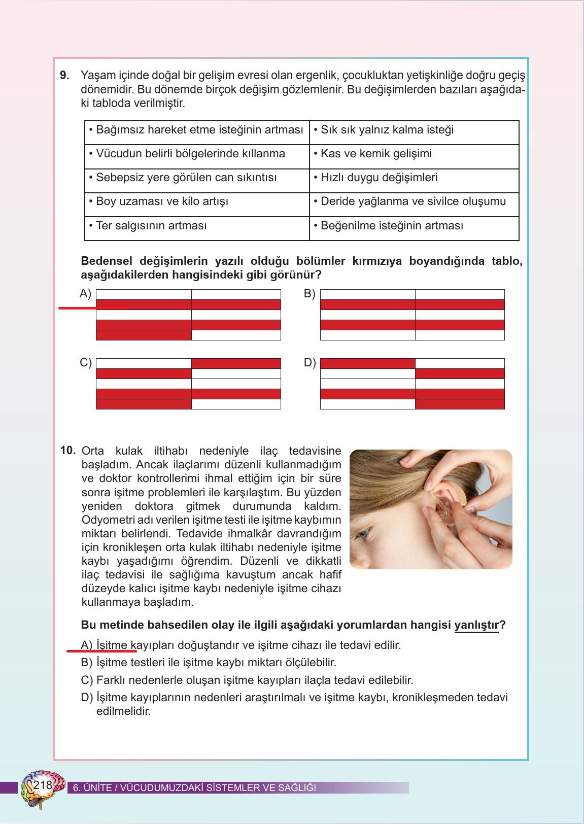 6. Sınıf Meb Yayınları Fen Bilimleri Ders Kitabı Sayfa 218 Cevapları