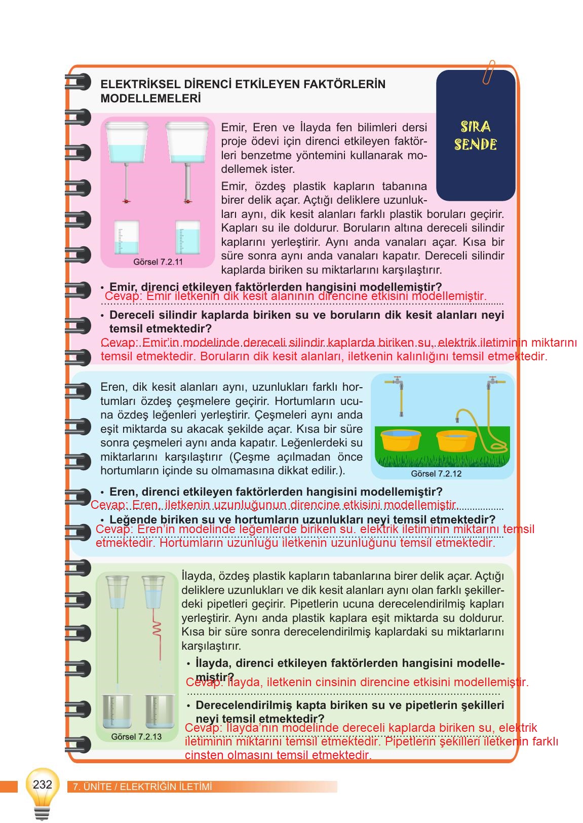 6. Sınıf Meb Yayınları Fen Bilimleri Ders Kitabı Sayfa 232 Cevapları