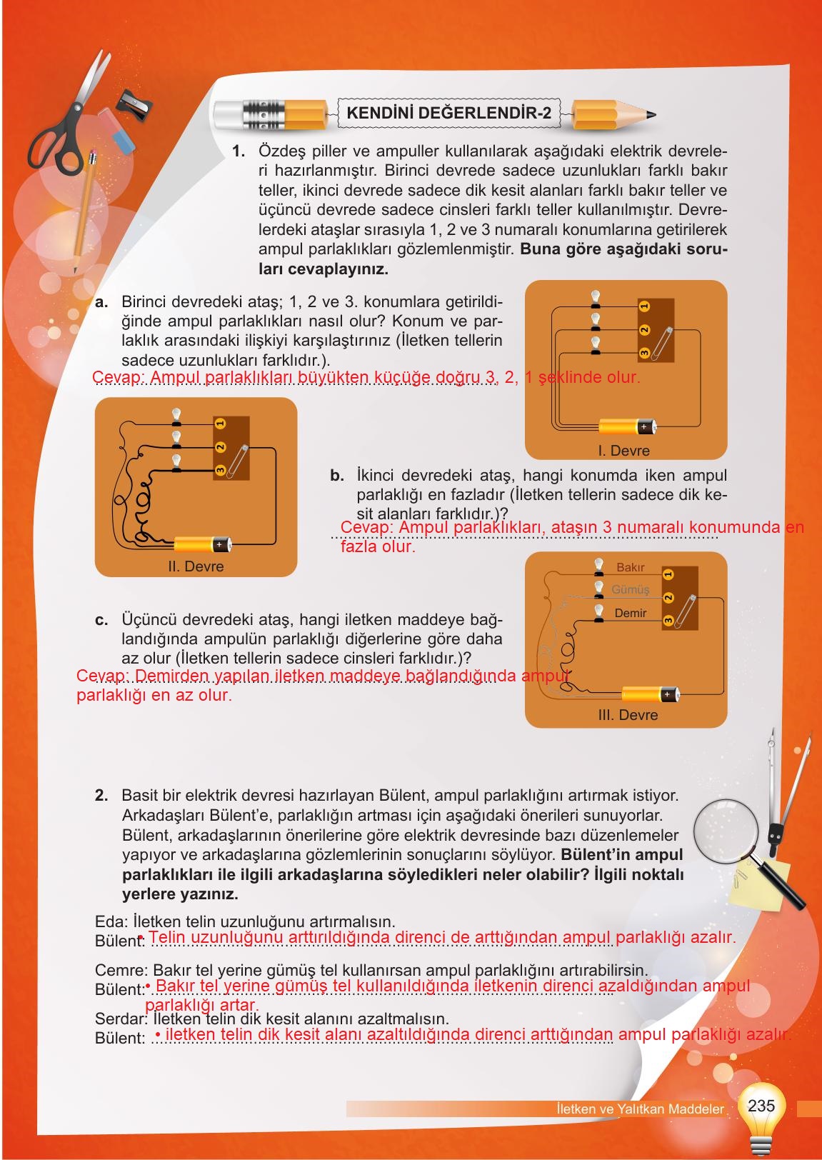 6. Sınıf Meb Yayınları Fen Bilimleri Ders Kitabı Sayfa 235 Cevapları