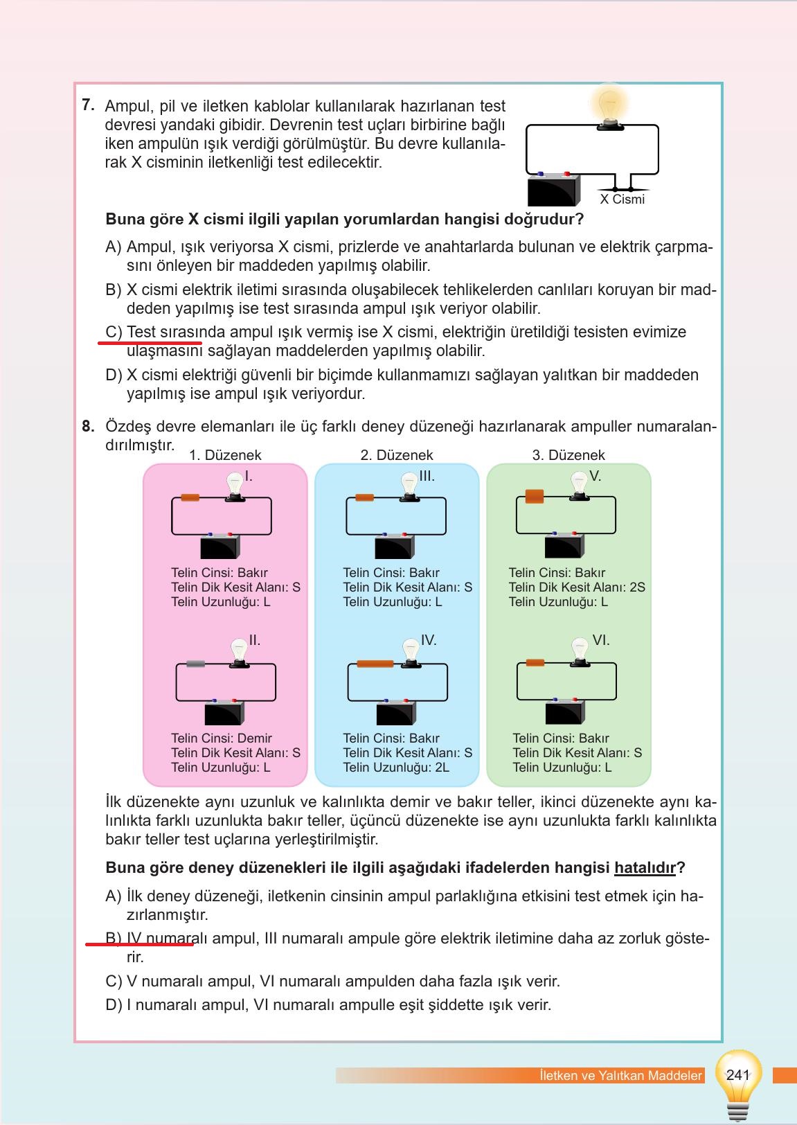 6. Sınıf Meb Yayınları Fen Bilimleri Ders Kitabı Sayfa 241 Cevapları