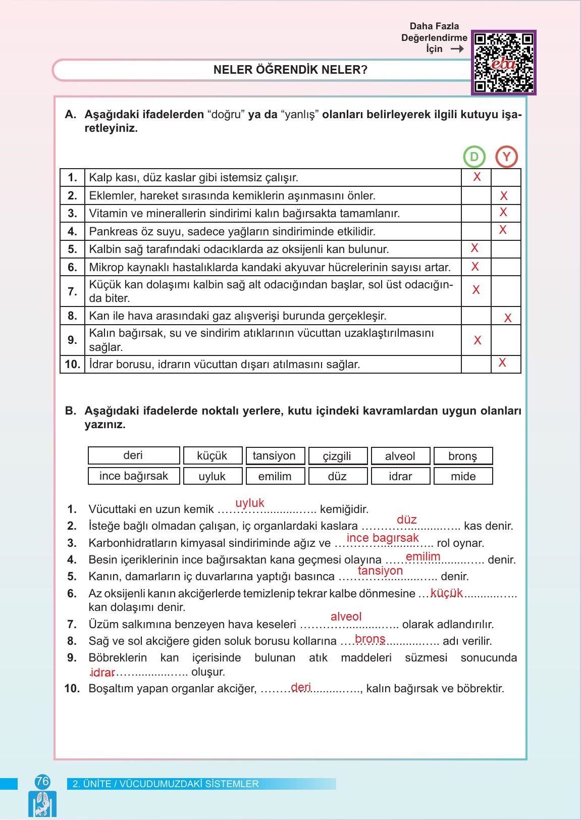 6. Sınıf Meb Yayınları Fen Bilimleri Ders Kitabı Sayfa 76 Cevapları