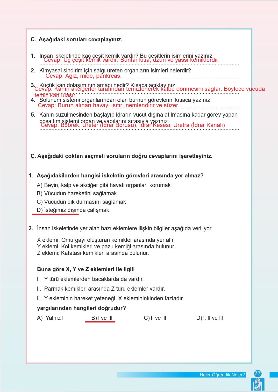 6. Sınıf Meb Yayınları Fen Bilimleri Ders Kitabı Sayfa 77 Cevapları