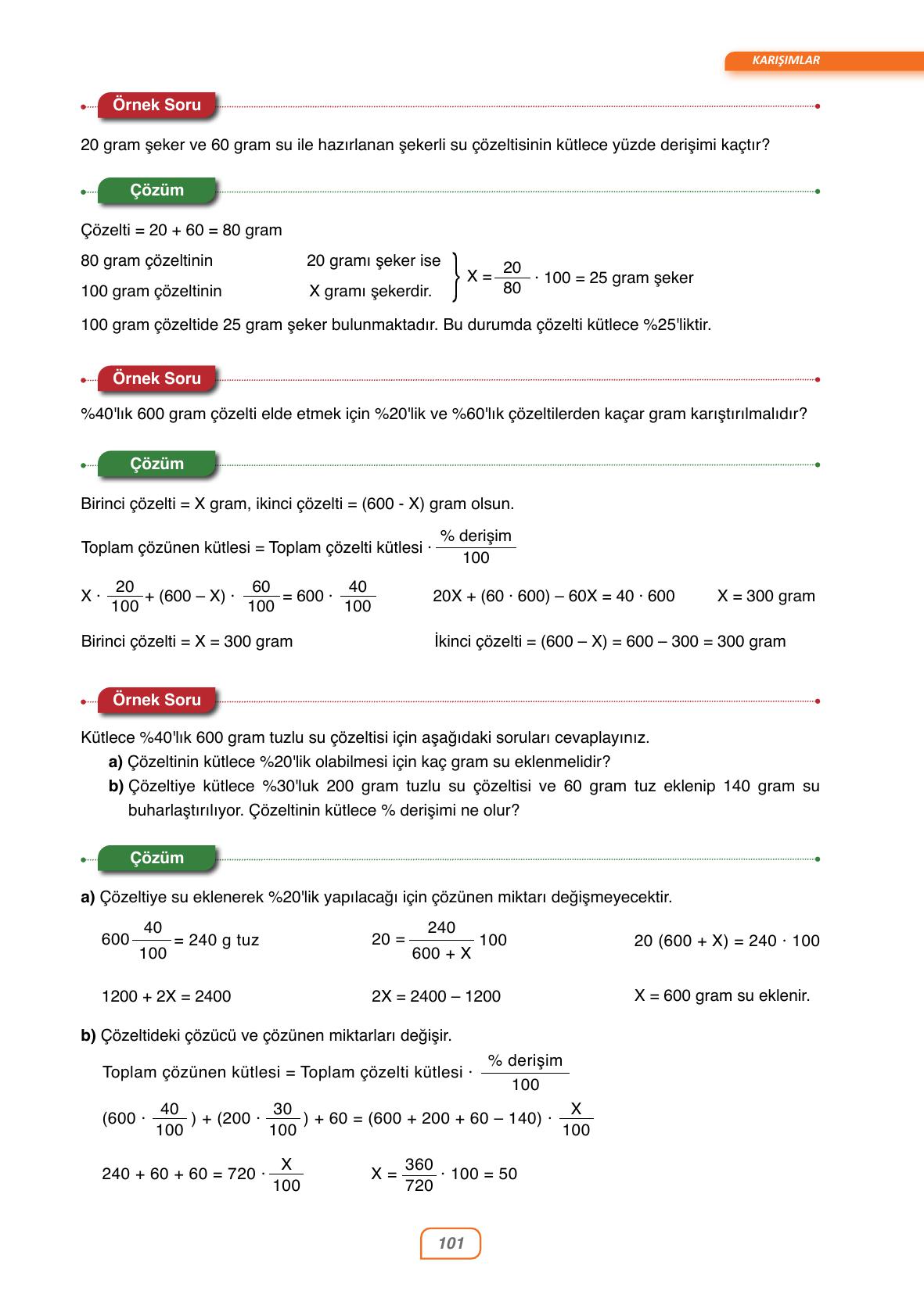 10. Sınıf Ata Yayınları Kimya Ders Kitabı Sayfa 101 Cevapları