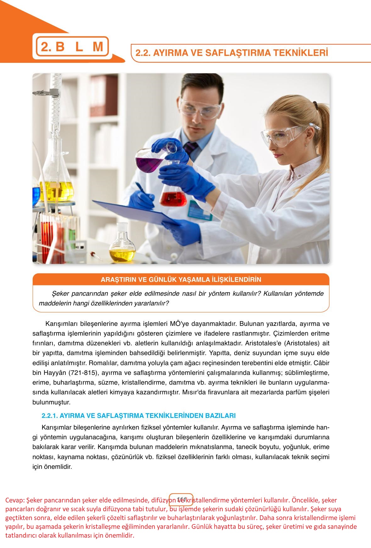 10. Sınıf Ata Yayınları Kimya Ders Kitabı Sayfa 111 Cevapları 10. Sınıf Ata Yayınları Kimya Ders Kitabı Sayfa 111 Cevapları