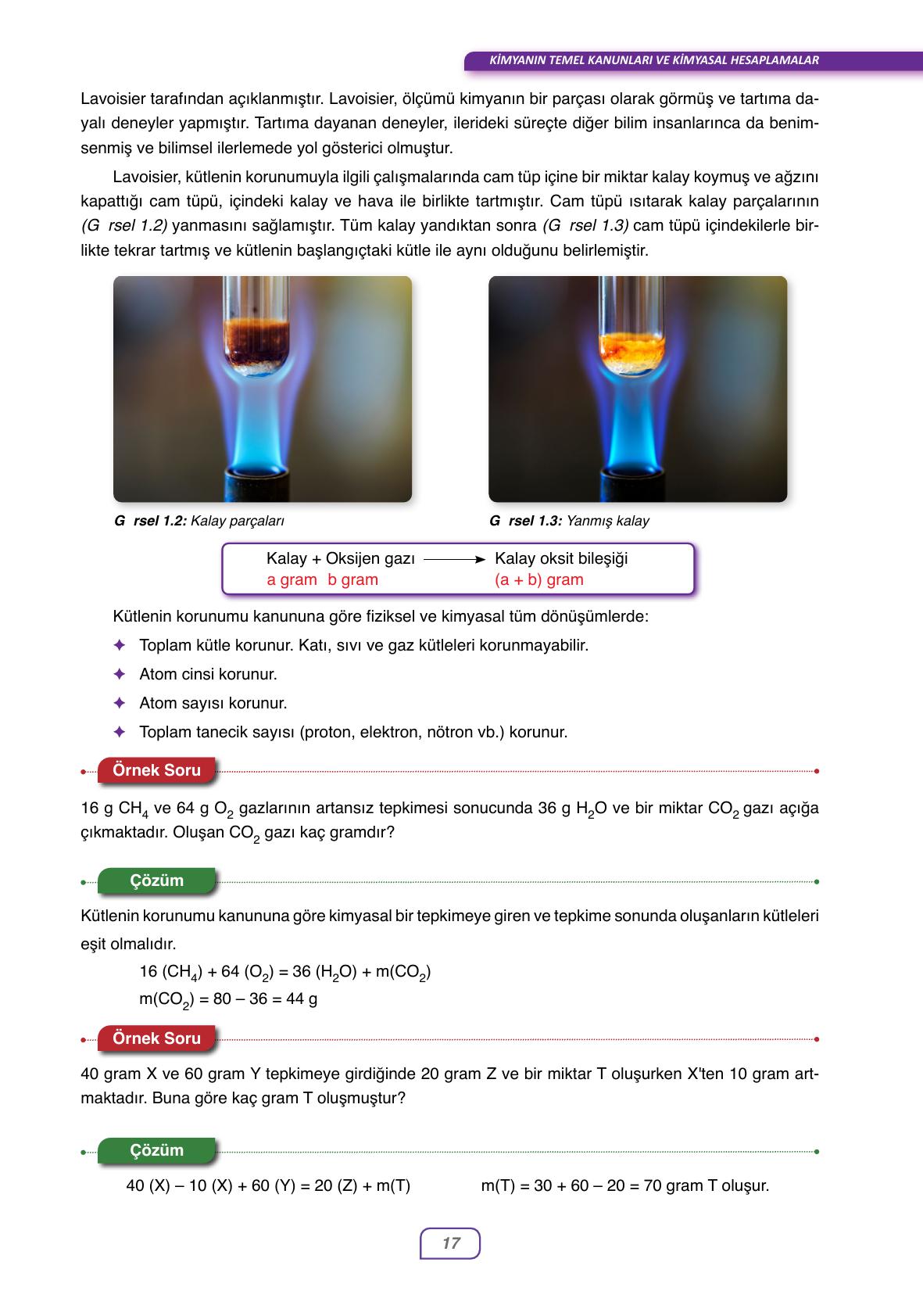 10. Sınıf Ata Yayınları Kimya Ders Kitabı Sayfa 17 Cevapları