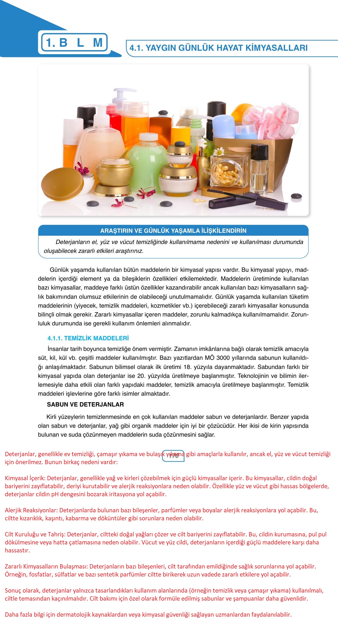 10. Sınıf Ata Yayınları Kimya Ders Kitabı Sayfa 170 Cevapları