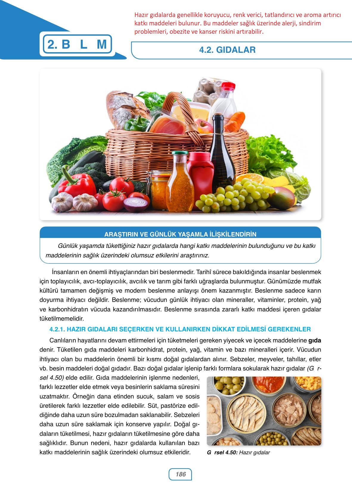 10. Sınıf Ata Yayınları Kimya Ders Kitabı Sayfa 186 Cevapları