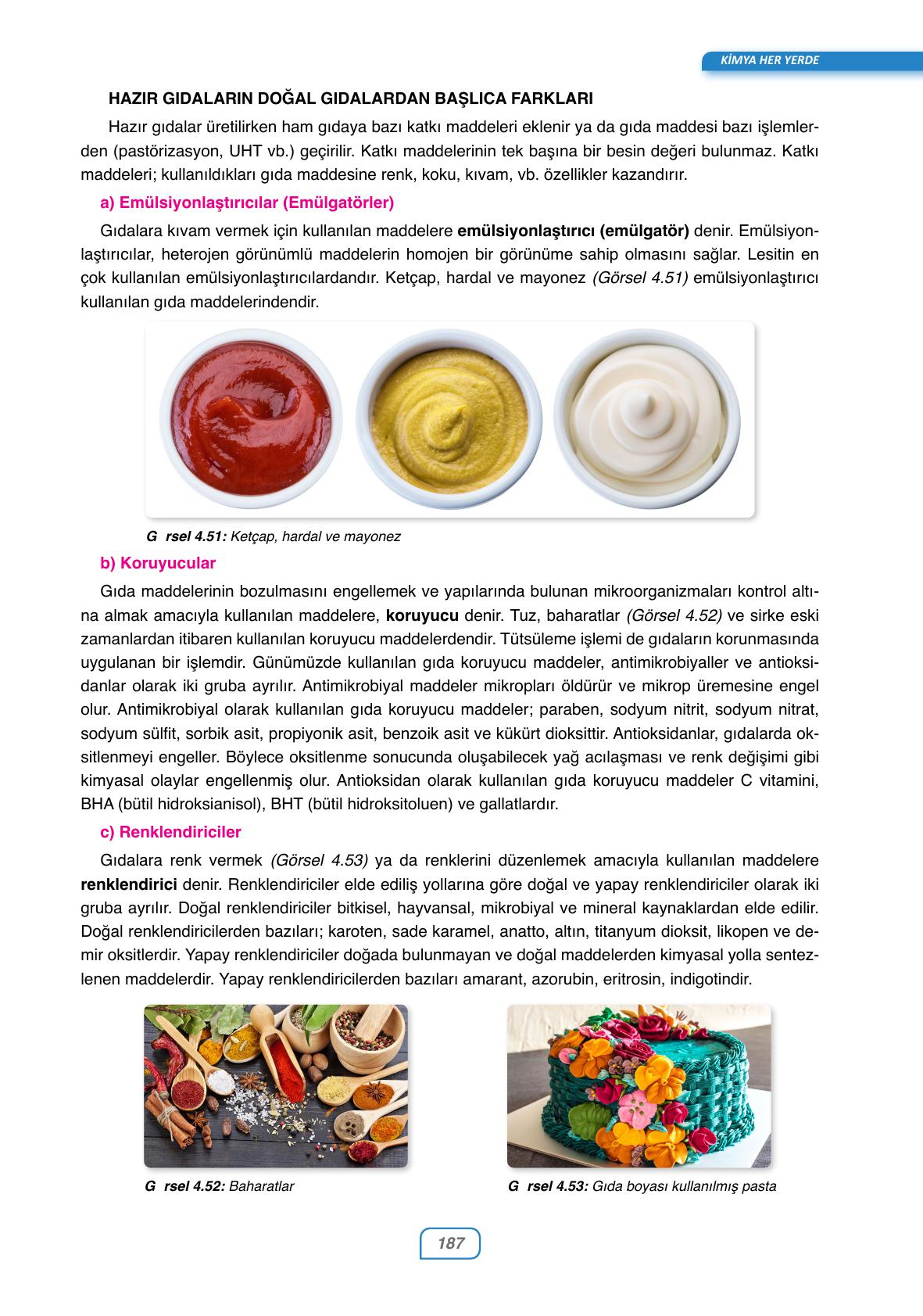 10. Sınıf Ata Yayınları Kimya Ders Kitabı Sayfa 187 Cevapları