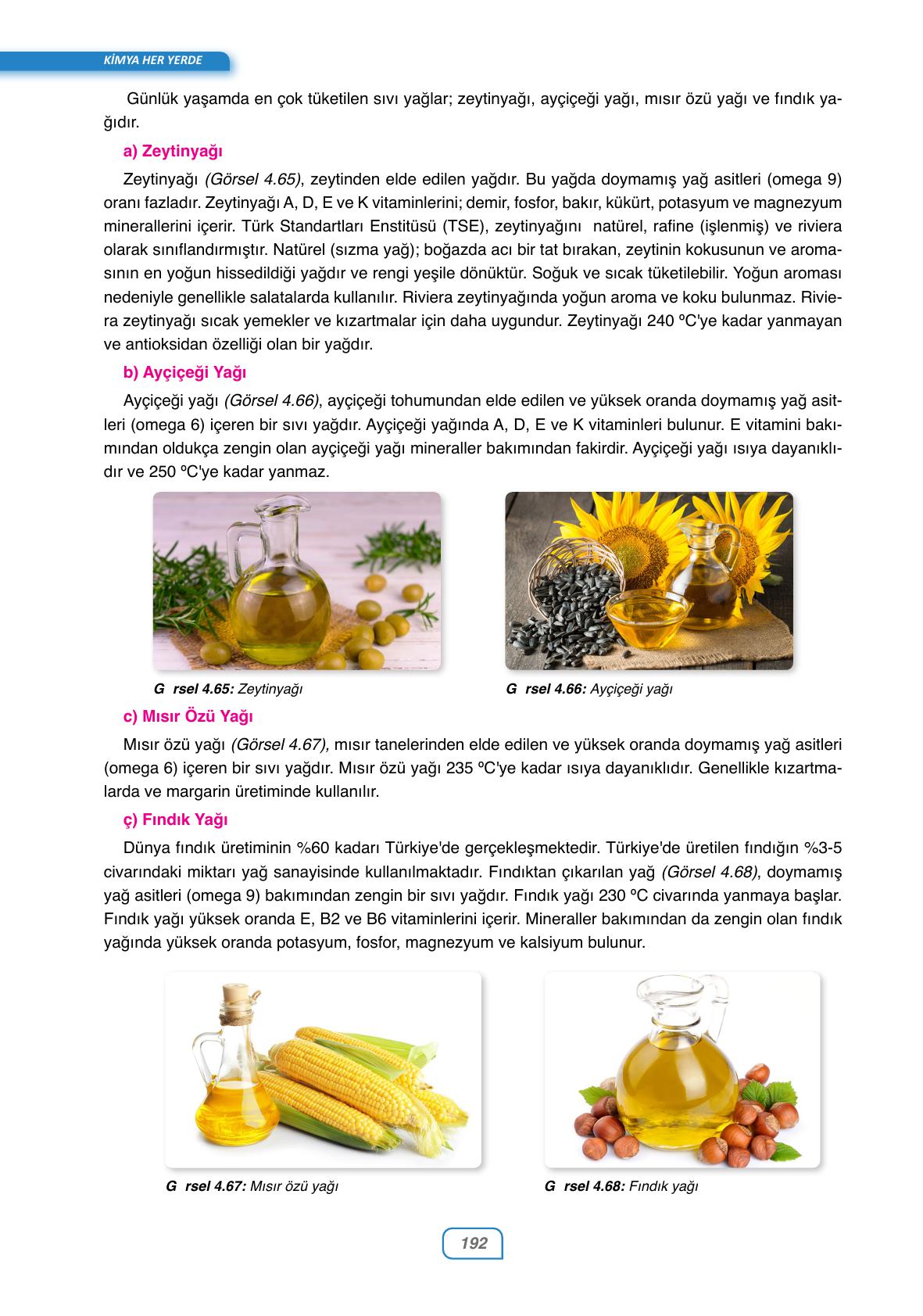 10. Sınıf Ata Yayınları Kimya Ders Kitabı Sayfa 192 Cevapları