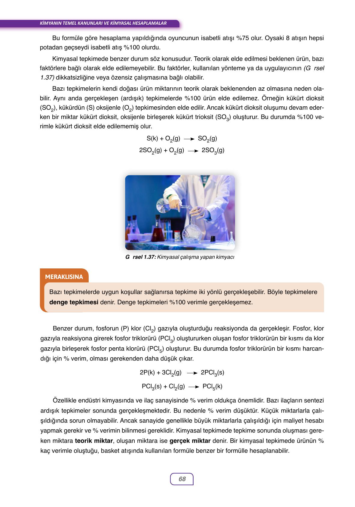10. Sınıf Ata Yayınları Kimya Ders Kitabı Sayfa 68 Cevapları