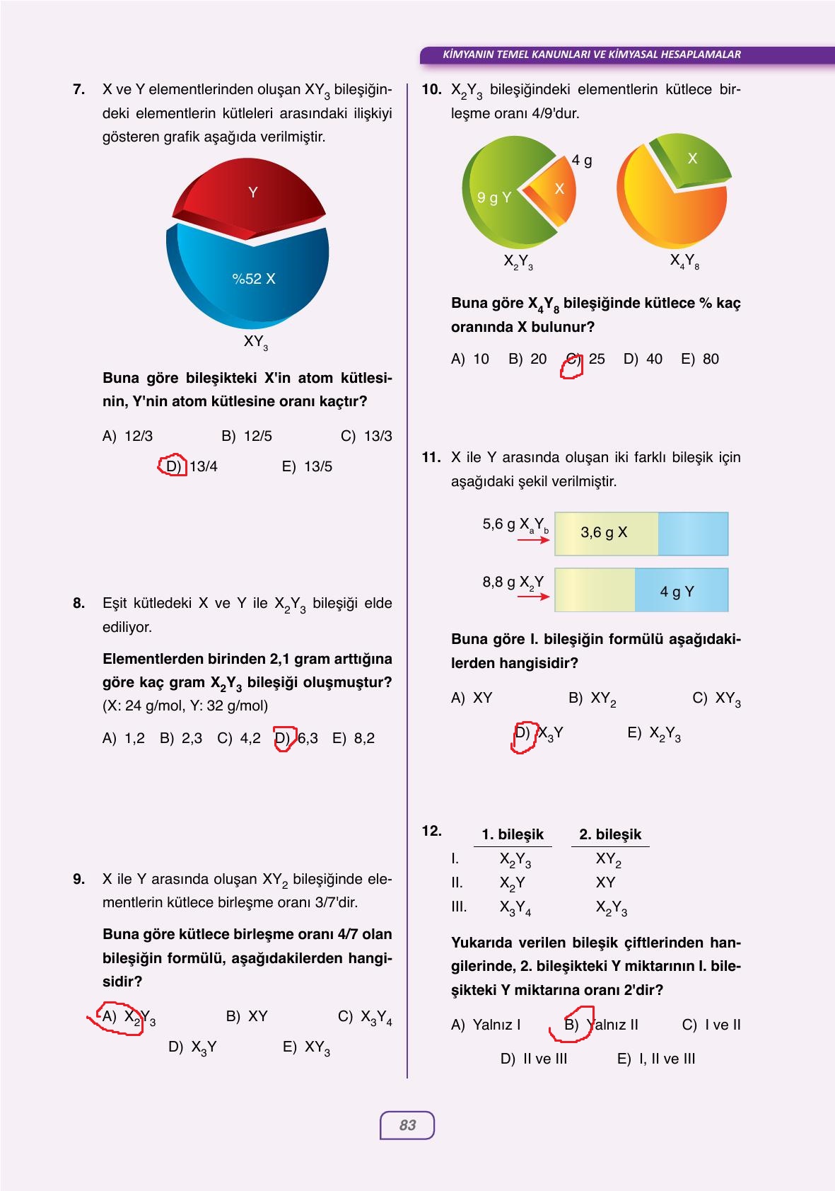 10. Sınıf Ata Yayınları Kimya Ders Kitabı Sayfa 83 Cevapları