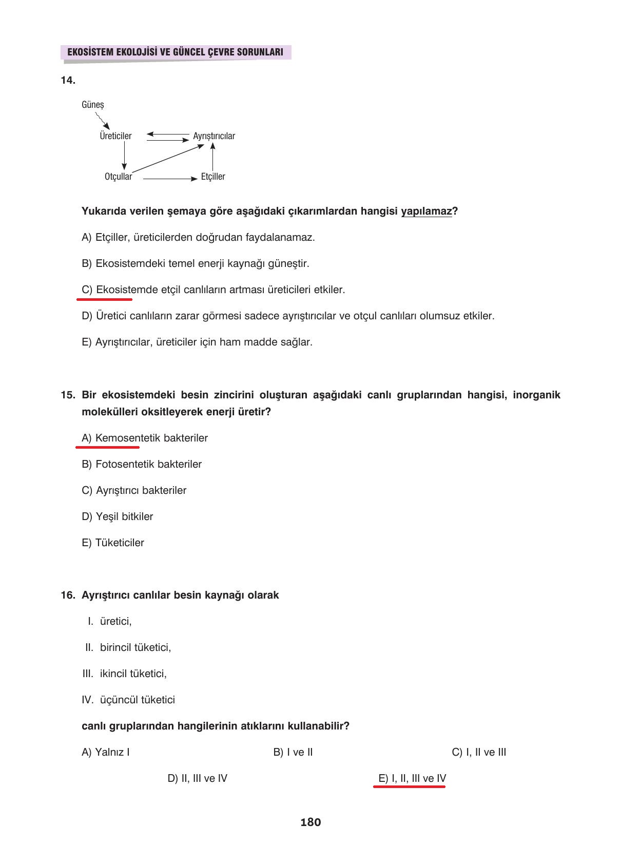 10. Sınıf Dörtel Yayınları Biyoloji Ders Kitabı Sayfa 180 Cevapları
