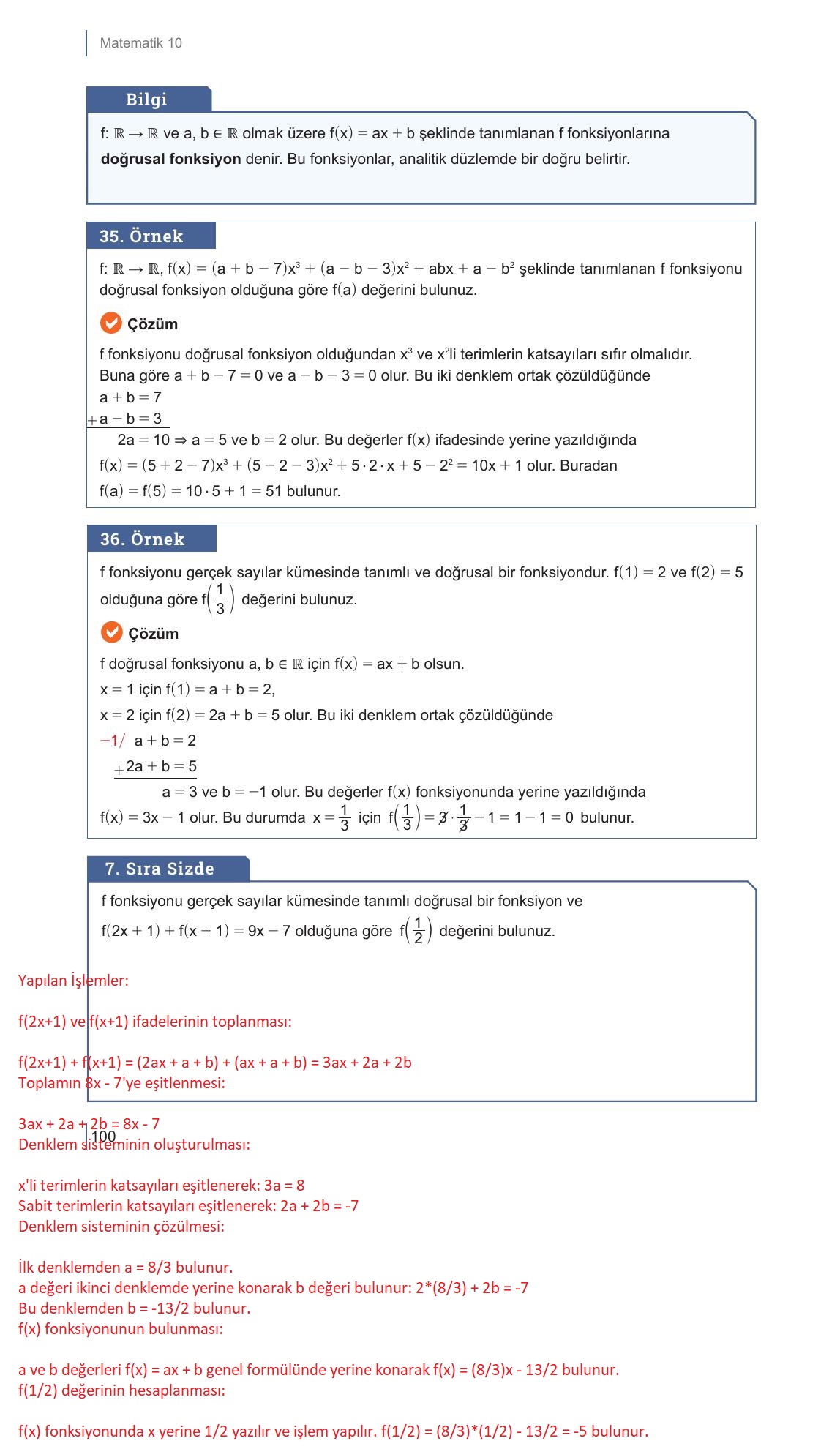 10. Sınıf Meb Yayınları Matematik Ders Kitabı Sayfa 100 Cevapları