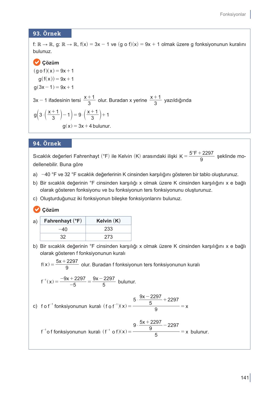 10. Sınıf Meb Yayınları Matematik Ders Kitabı Sayfa 141 Cevapları