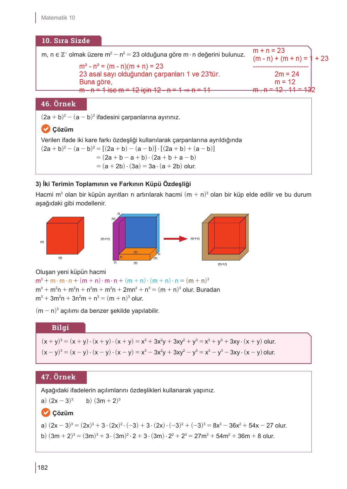 10. Sınıf Meb Yayınları Matematik Ders Kitabı Sayfa 182 Cevapları 10. Sınıf Meb Yayınları Matematik Ders Kitabı Sayfa 182 Cevapları