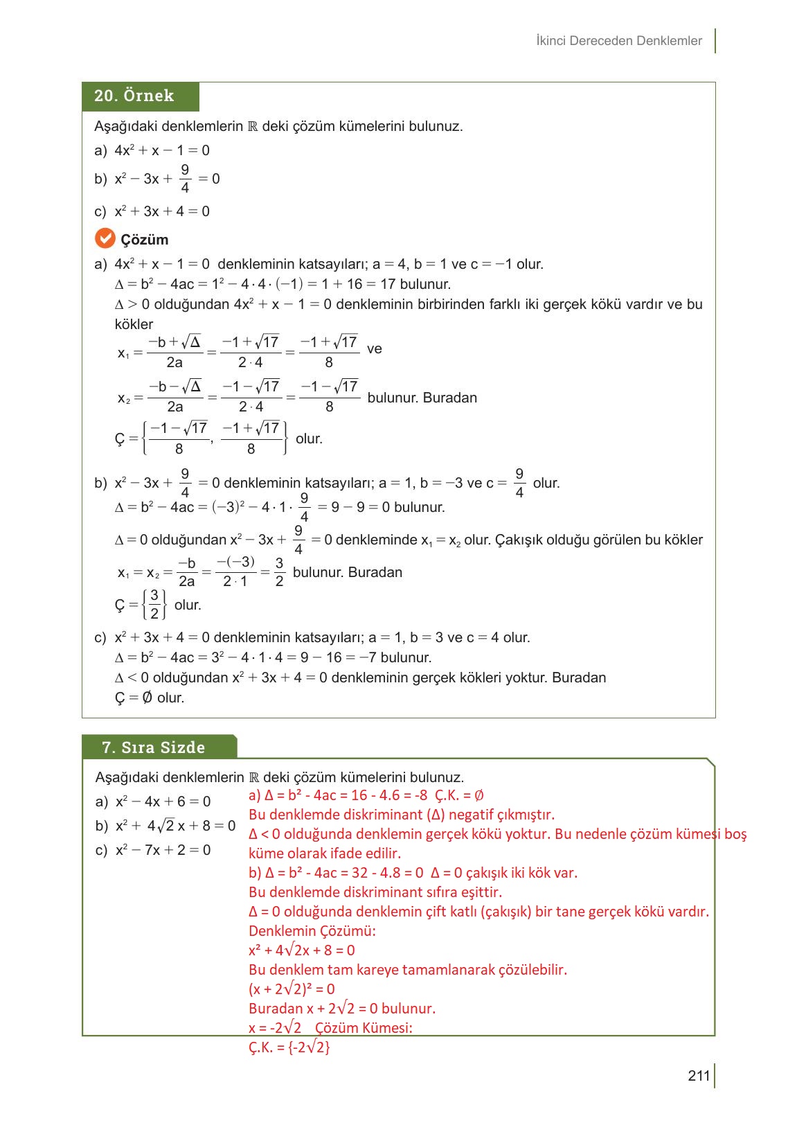 10. Sınıf Meb Yayınları Matematik Ders Kitabı Sayfa 211 Cevapları