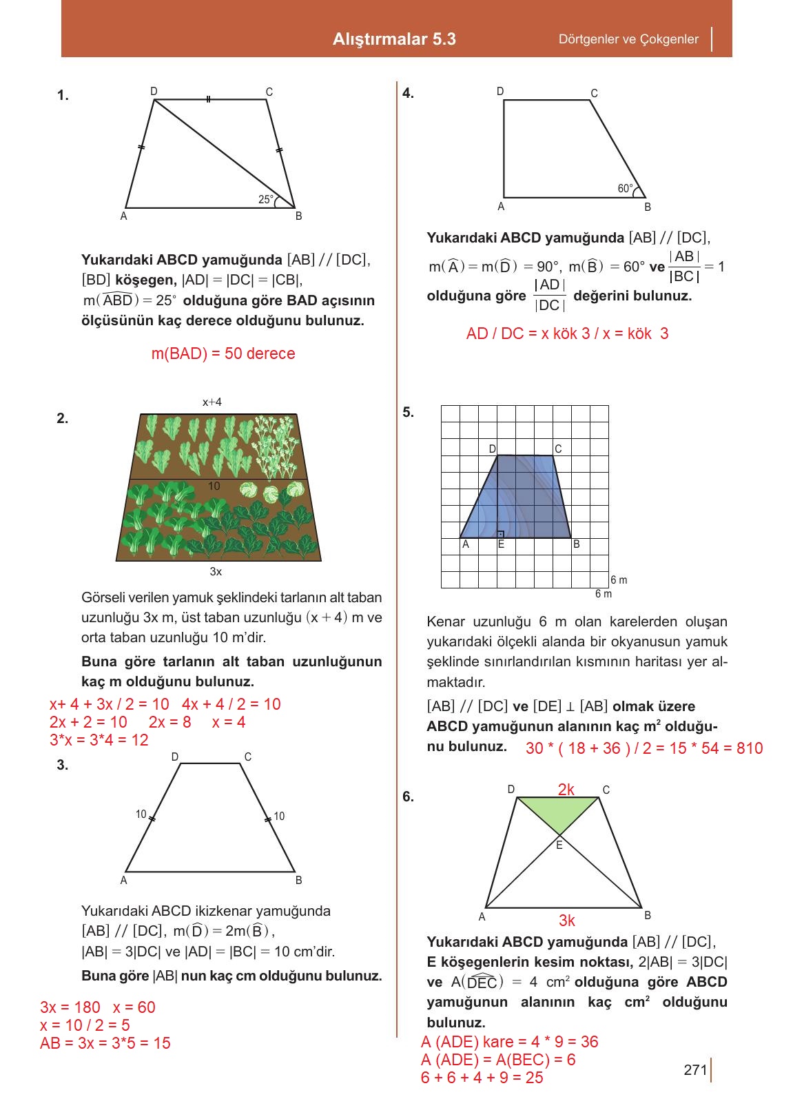 10. Sınıf Meb Yayınları Matematik Ders Kitabı Sayfa 271 Cevapları